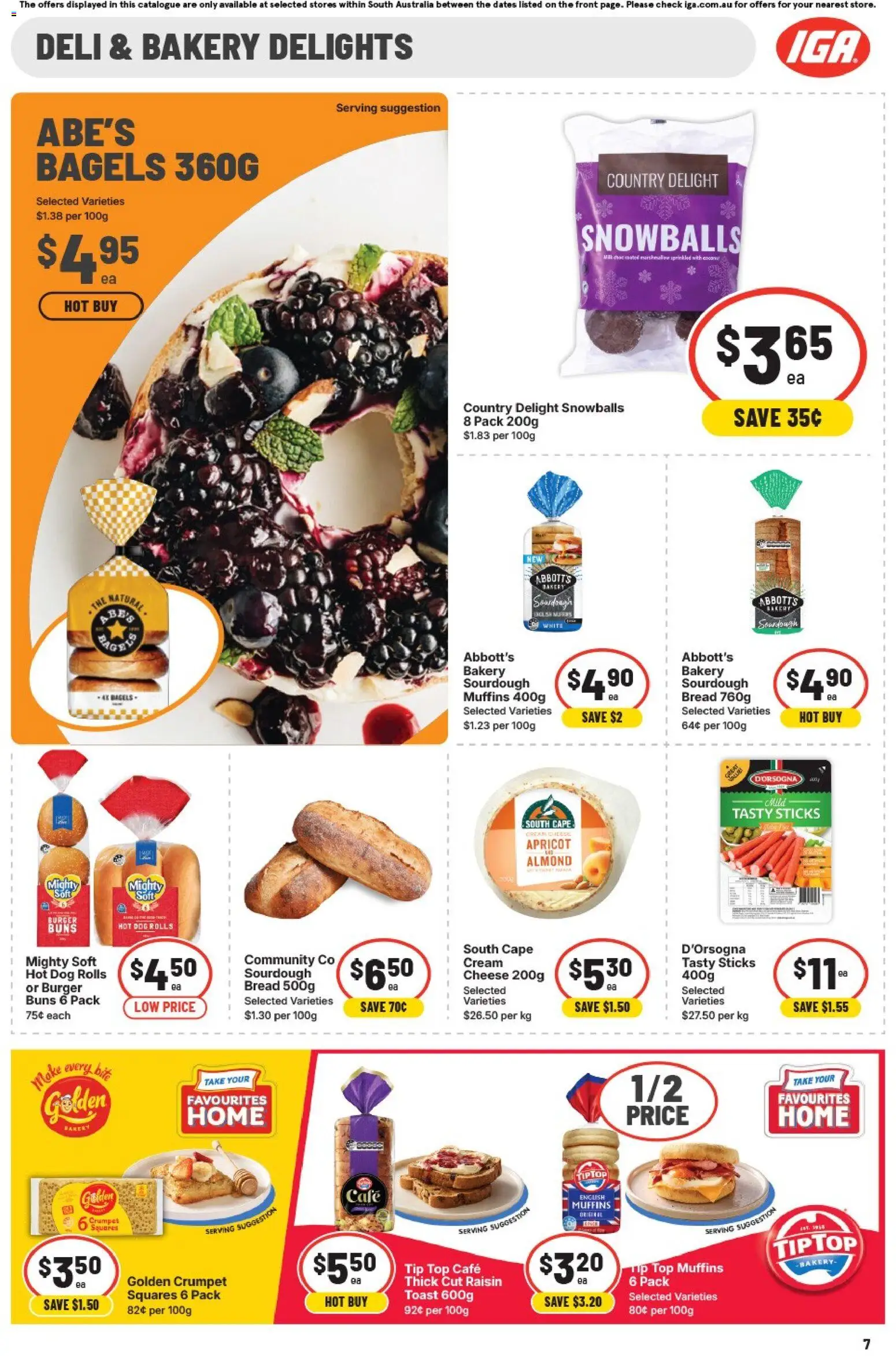 IGA catalogue - valid from 22/07/2026 | Page: 7 | Products: Bagels, Cheese, Bread, Cream