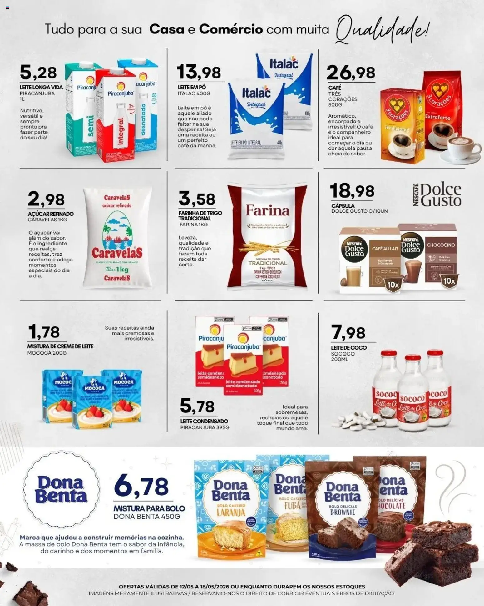 Mercadão Atacadista Folheto - válido de 12.05.2026 | Página: 8 | Produtos: Massa, Açúcar, Creme de leite, Leite de coco