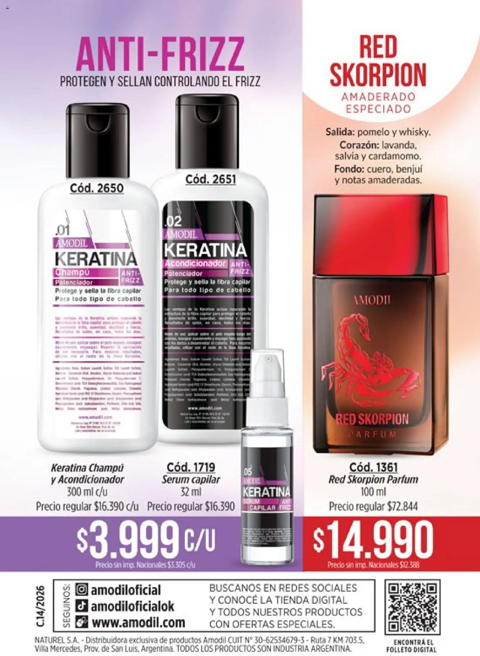 Catálogo Amodil Campaña 14 │ válido desde el 07/08/2026 | Página: 164 | Productos: Serum, Champú, Acondicionador, Pomelo