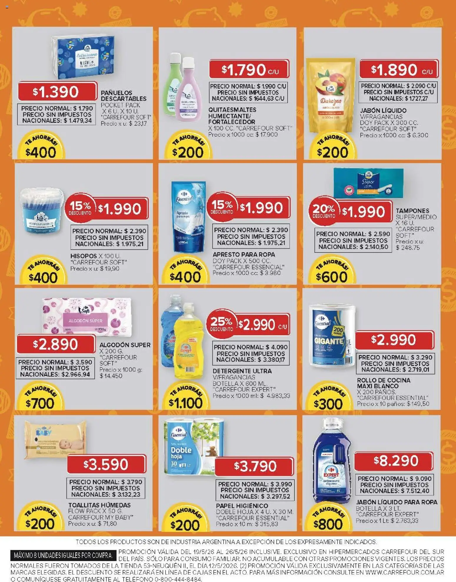 Carrefour - AHORRO FINDE MES │ válido desde el 19.05.2026 | Página: 14 | Productos: Teléfono, Algodón, Jabón, Ropa