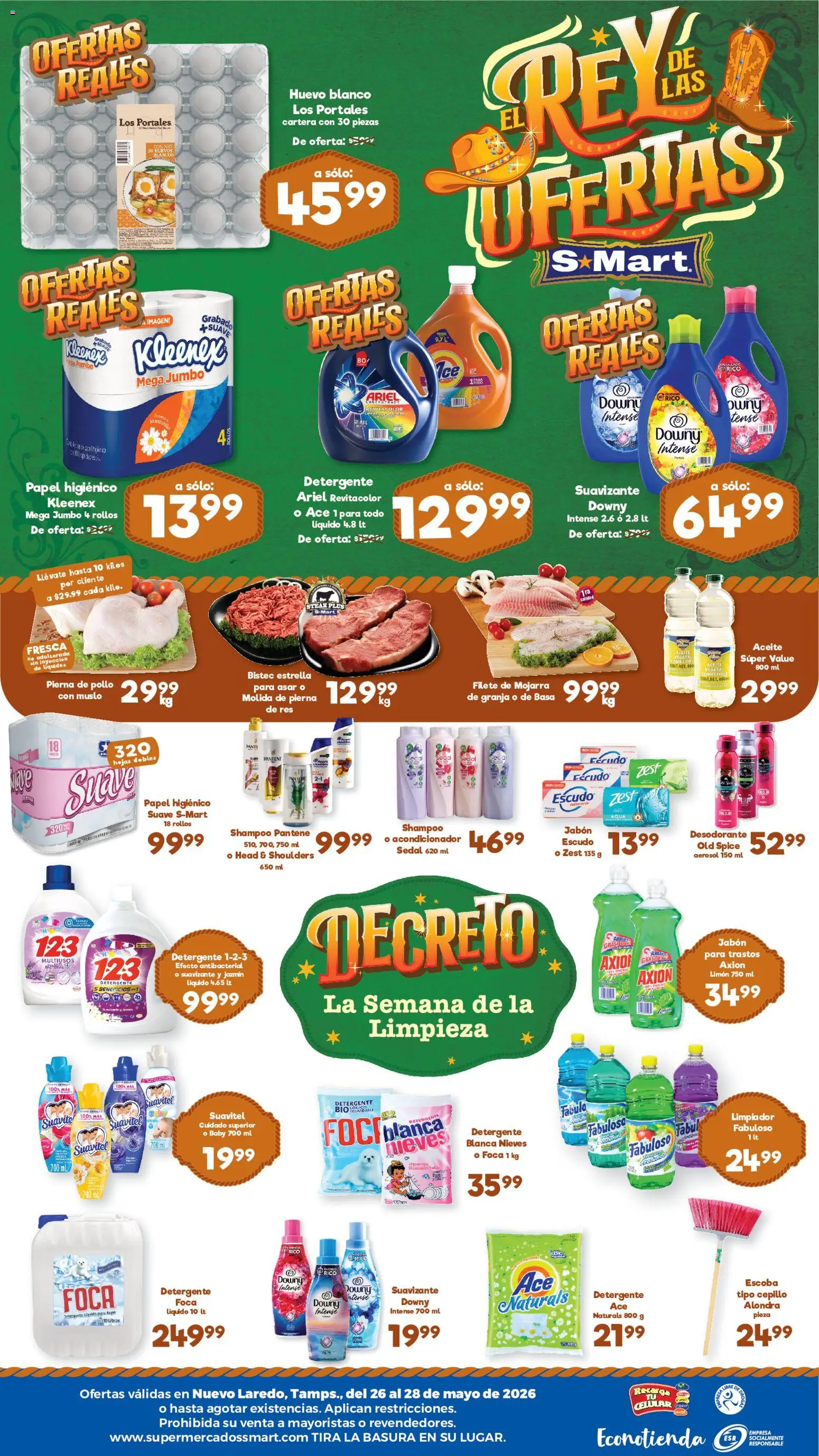 Nuevas ofertas de S-Mart válidas en toda la República Mexicana desde el 26.05.2026. ¡Encuentra las mejores ofertas en S-Mart folleto Nuevo Laredo! | Página: 2 | Productos: Desodorante, Huevos, Papel higiénico, Acondicionador