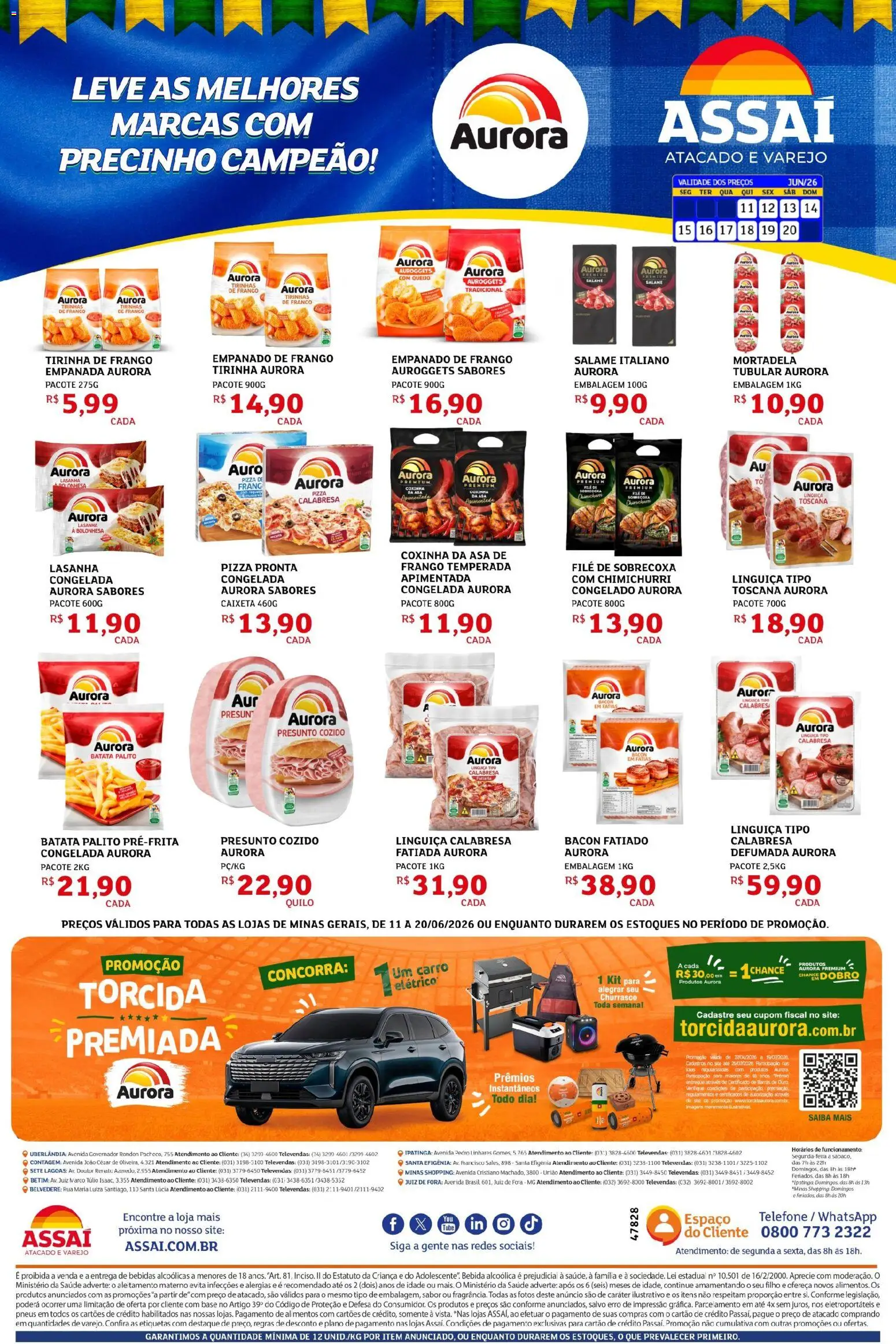 Assaí Atacadista Folheto - válido de 11.06.2026 | Página: 1 | Produtos: Linguiça, Presunto, Base, Batata