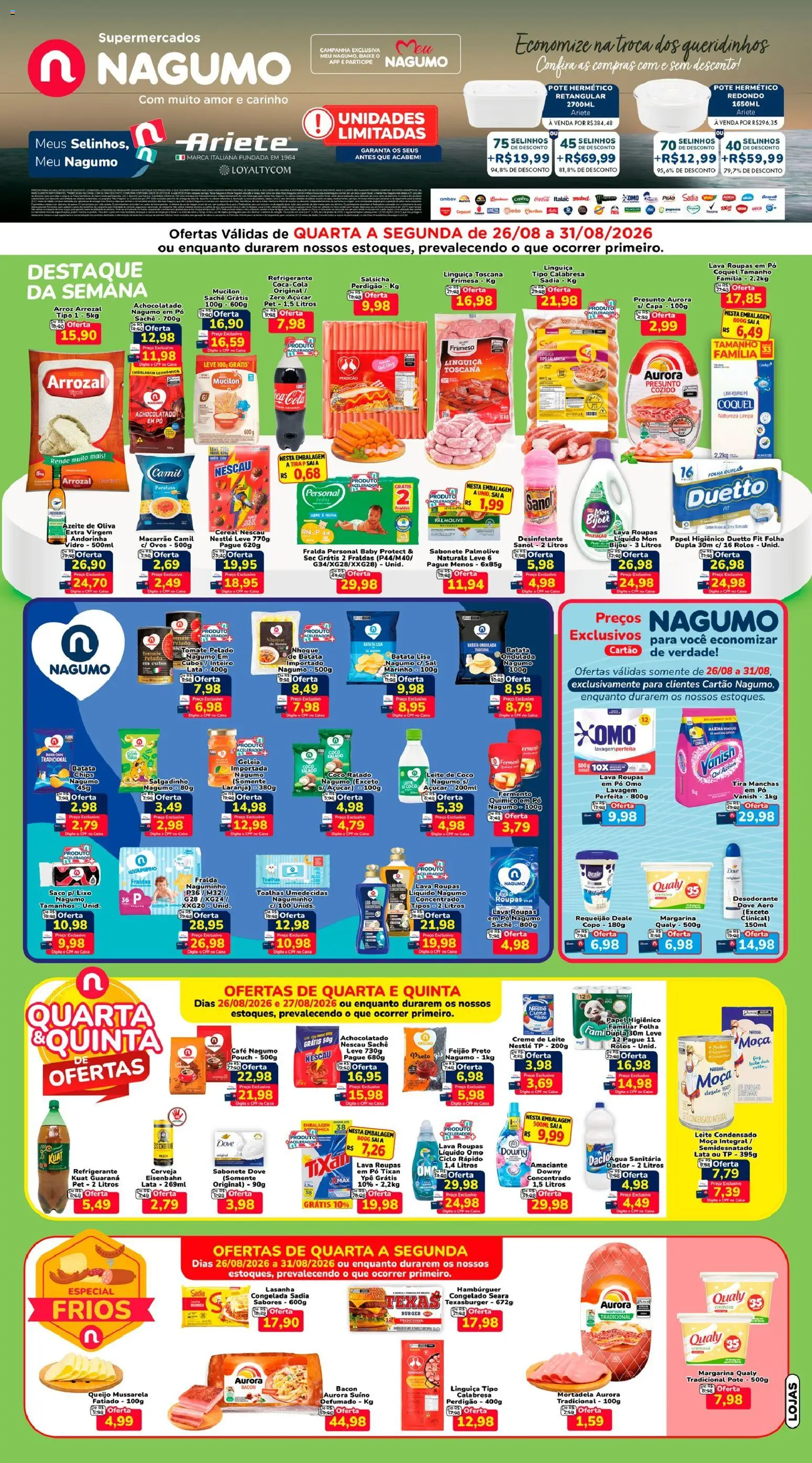 Nagumo Folheto - válido de 26/08/2026 | Página: 1 | Produtos: Guaraná, Roupas, Leite condensado, Desinfetante