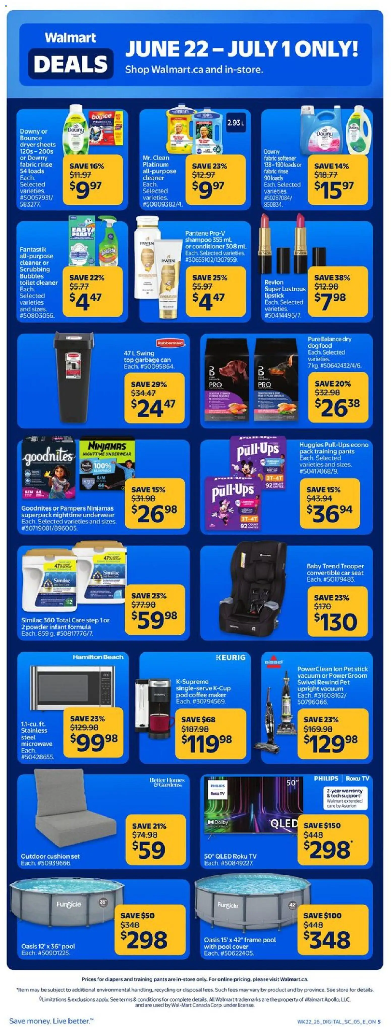 Walmart flyer valid from Jun 22, 2026 | Page: 6 | Products: Coffee maker, Lipstick, Shoes, Pants