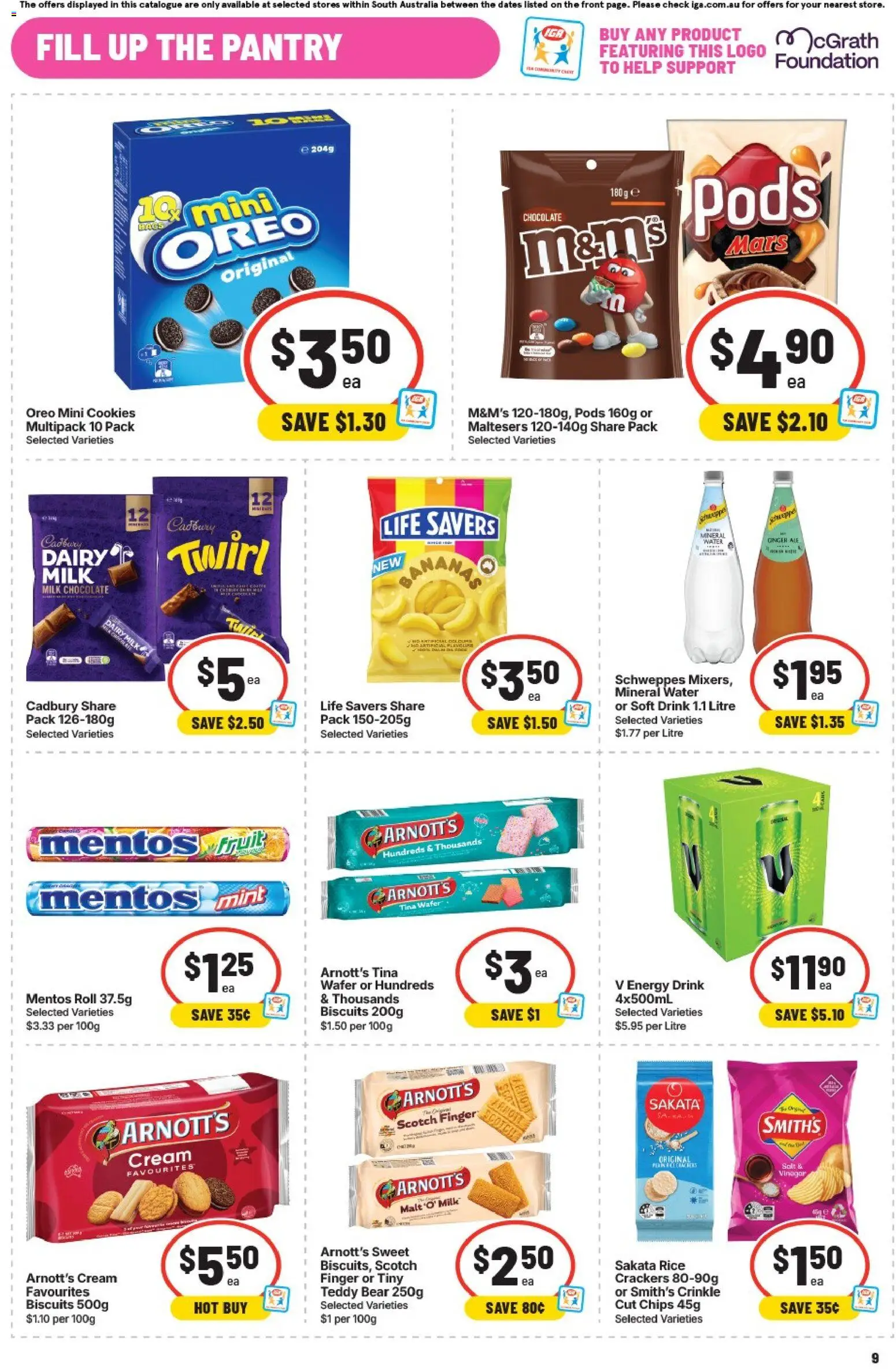 IGA catalogue - valid from 09/09/2026 | Page: 10 | Products: Crackers, Dairy, Energy drink, Mineral water