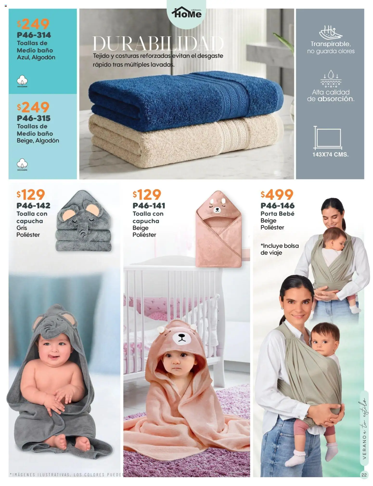 Nuevas ofertas de Cklass válidas en toda la República Mexicana desde el 02/07/2026. ¡Encuentra las mejores ofertas en Cklass catálogo Verano WE & Home! | Página: 23 | Productos: Bolsa de viaje, Algodón, Toallas, Baño