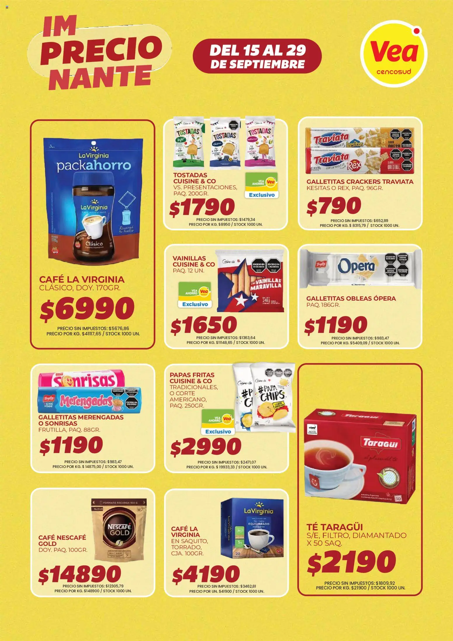 Vea - ImPRECIOnante Cuyo │ válido desde el 15/09/2026 | Página: 3 | Productos: Galletitas, Papas, Tostadas, Café