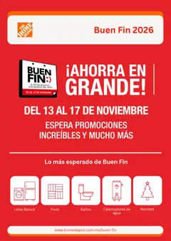 Vista previa de Home Depot Buen Fin aviso, nuevo folleto de la tienda, válido en México a partir del 13/10/2026