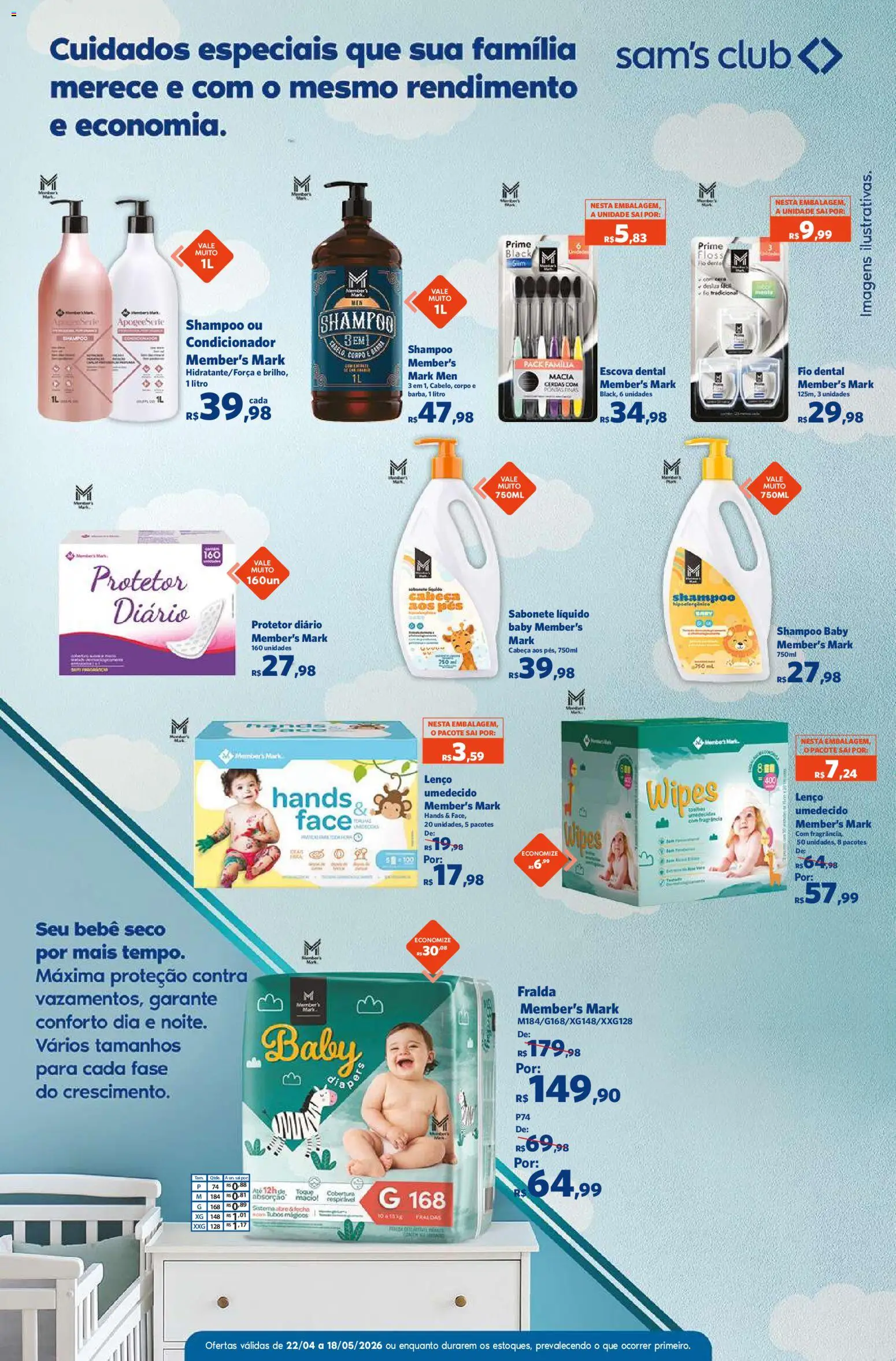 Sam's Club Folheto - válido de 22.04.2026 | Página: 11 | Produtos: Lenço, Sabonete, Fio dental, Sabonete líquido