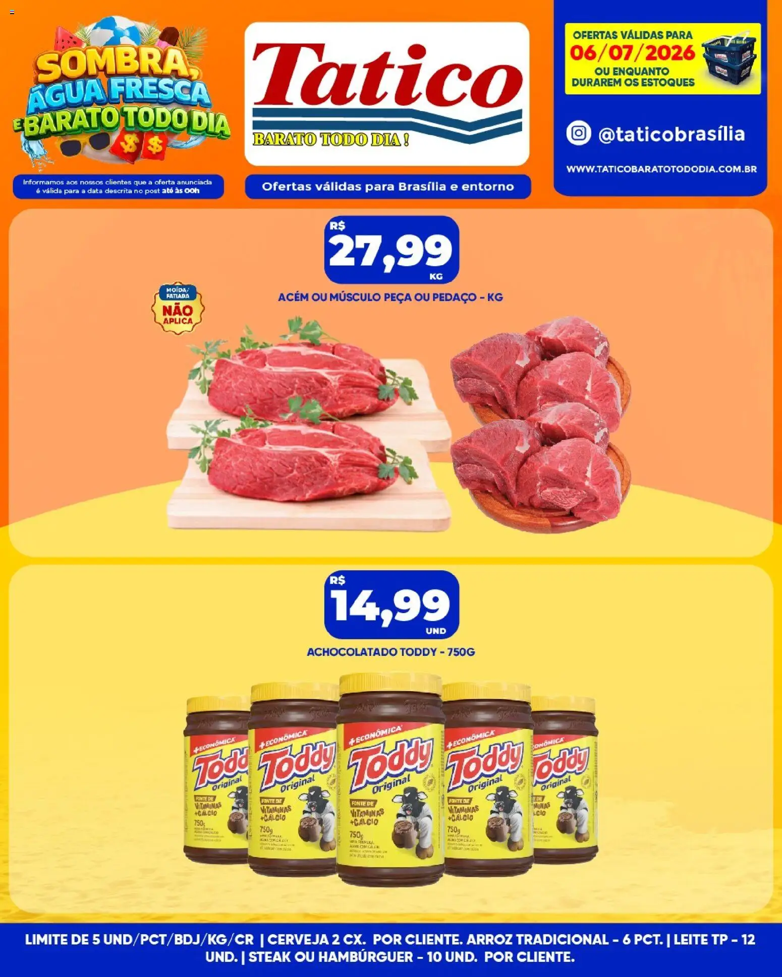 Tatico Folheto - válido de 06/07/2026 | Página: 11 | Produtos: Achocolatado, Leite, Cálcio, Hambúrguer