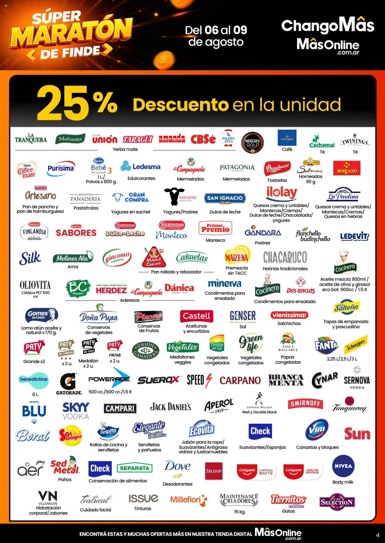 Changomas Súper Maratón de Finde │ válido desde el 06/08/2026 | Página: 4 | Productos: Aceitunas, Papas, Tostadas, Leche