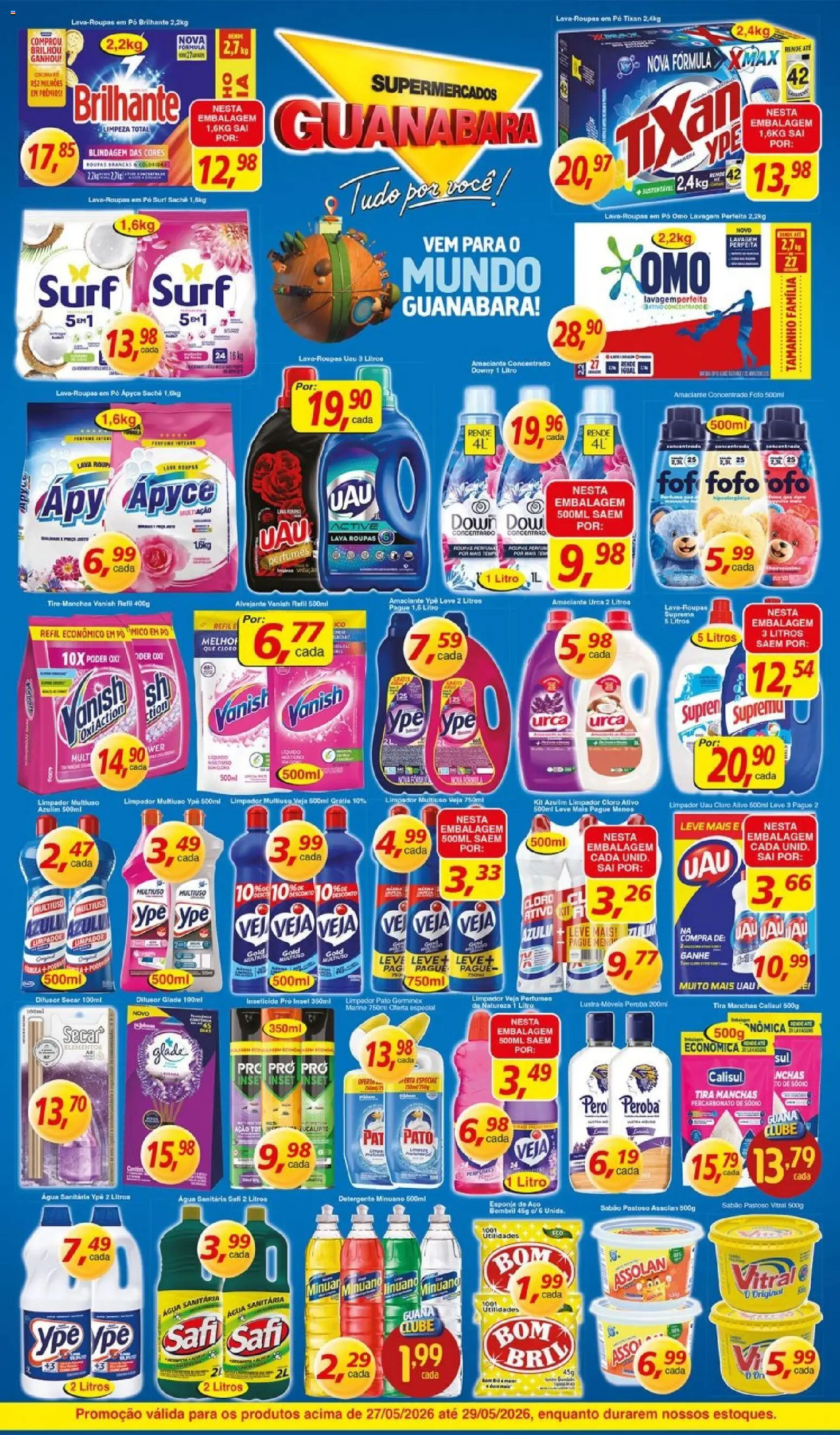 Supermercados Guanabara Folheto - válido de 27.05.2026 | Página: 11 | Produtos: Azulim, Roupas, Inseticida, Água sanitária