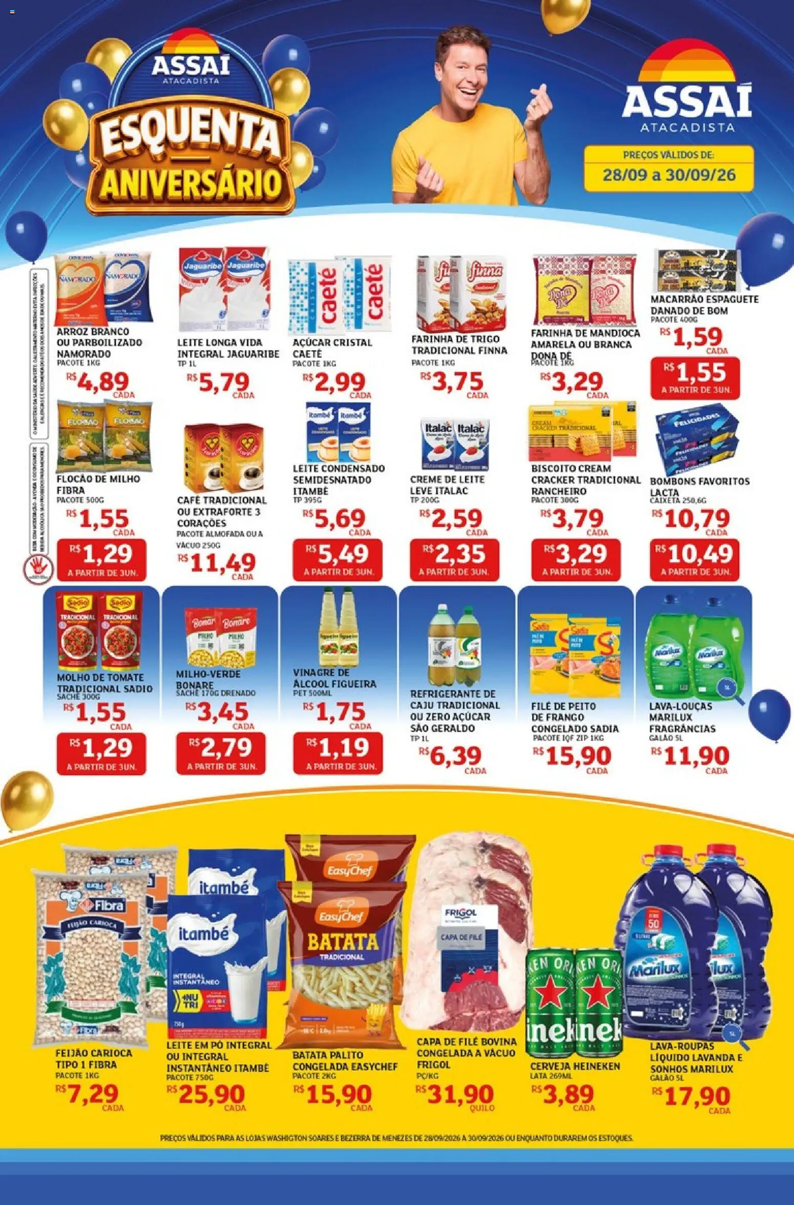 Assaí Atacadista Folheto - válido de 28/09/2026 | Página: 1 | Produtos: Caju, Almofada, Frango, Açúcar cristal
