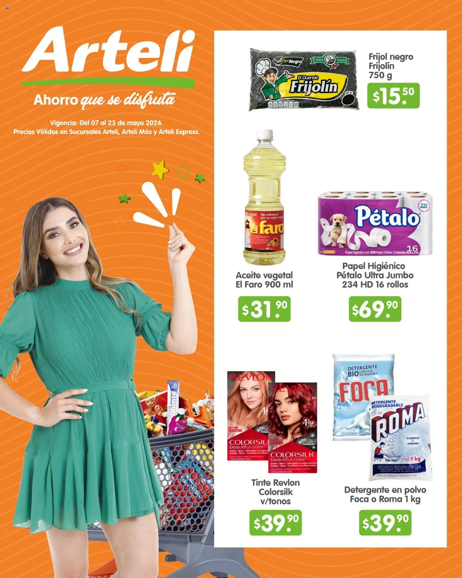 Nuevas ofertas de Arteli válidas en toda la República Mexicana desde el 07.05.2026. ¡Encuentra las mejores ofertas en Arteli folleto Quincenal! | Página: 1 | Productos: Detergente, Aceite, Papel higiénico, Polvo