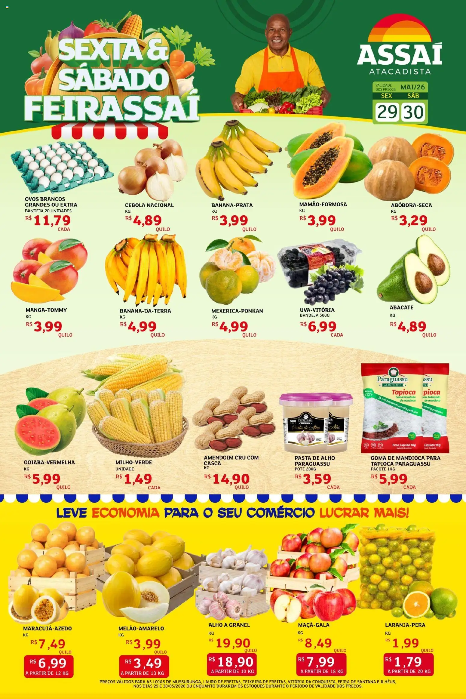 Assaí Atacadista Folheto - válido de 29.05.2026 | Página: 1 | Produtos: Alho, Cebola, Tapioca, Ovos