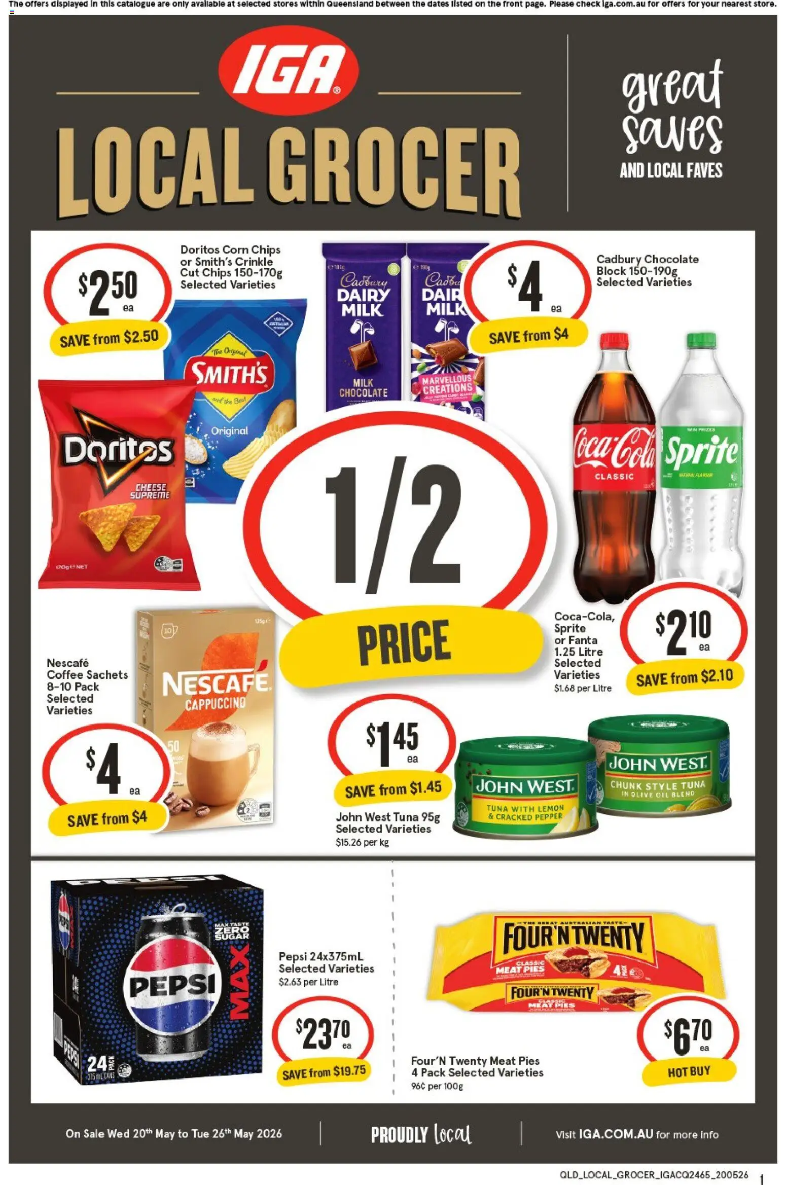 IGA catalogue - valid from 20.05.2026 | Page: 1 | Products: Coffee, Chocolate, Pepsi, Nescafe