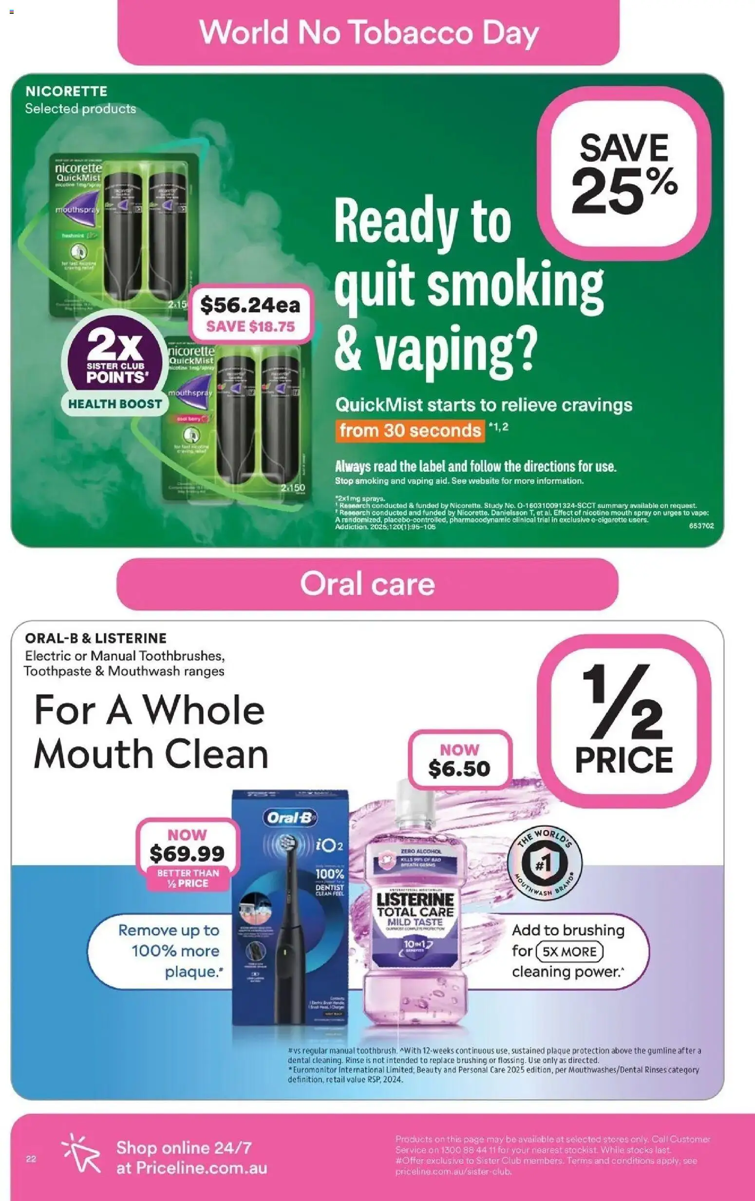 Priceline Pharmacy catalogue Richmond - 20/05/2026 > weekly / monthly specials | Page: 22 | Products: Toothpaste, Mouthwash, Quit smoking