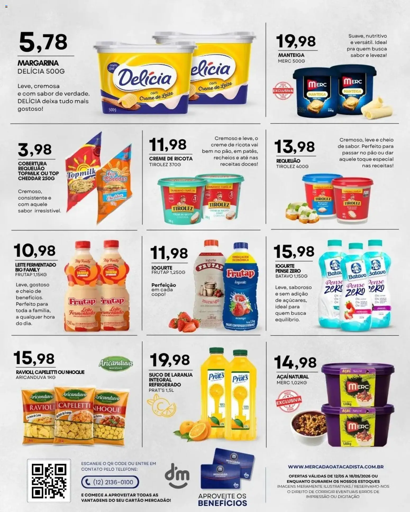 Mercadão Atacadista Folheto - válido de 12.05.2026 | Página: 6 | Produtos: Leite, Iogurte, Doces, Açaí