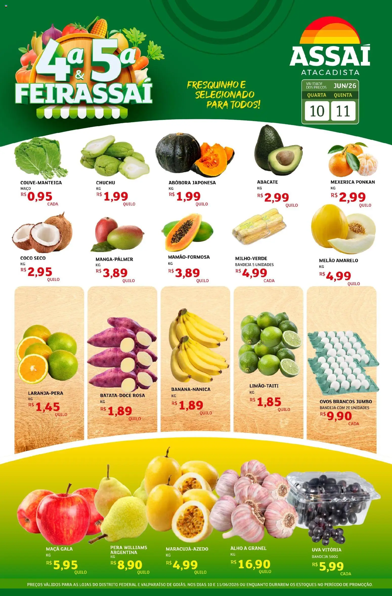 Assaí Atacadista Folheto - válido de 10.06.2026 | Página: 1 | Produtos: Pera, Abóbora, Ovos, Bandeja