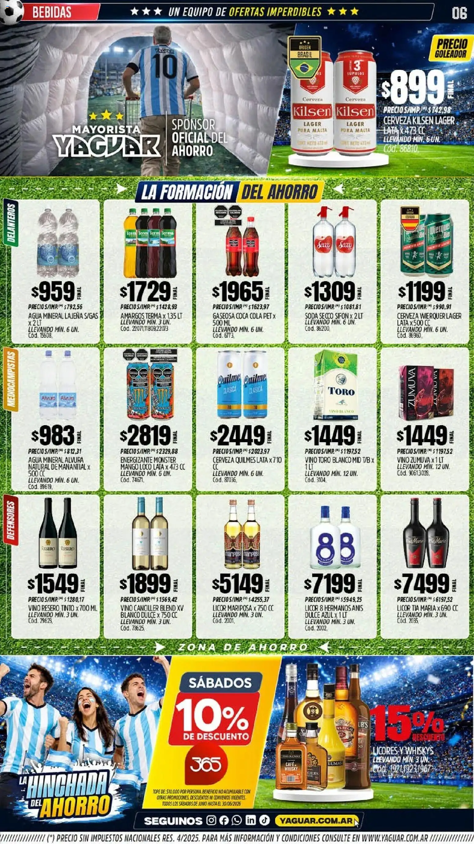 Yaguar - Oferta Semanal Neuquen │ válido desde el 01.06.2026 | Página: 6 | Productos: Whisky, Gaseosa, Soda, Agua