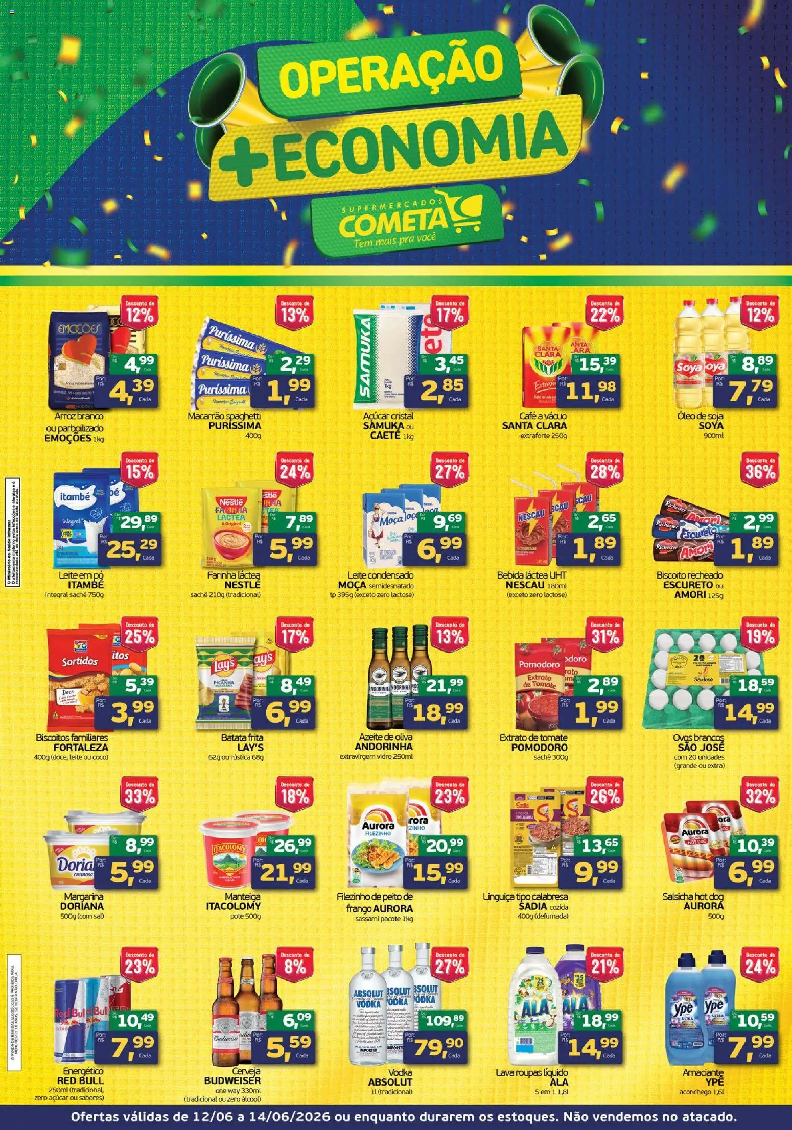 Cometa Supermercados Folheto - válido de 12.06.2026 | Página: 1 | Produtos: Arroz, Roupas, Azeite, Leite em pó