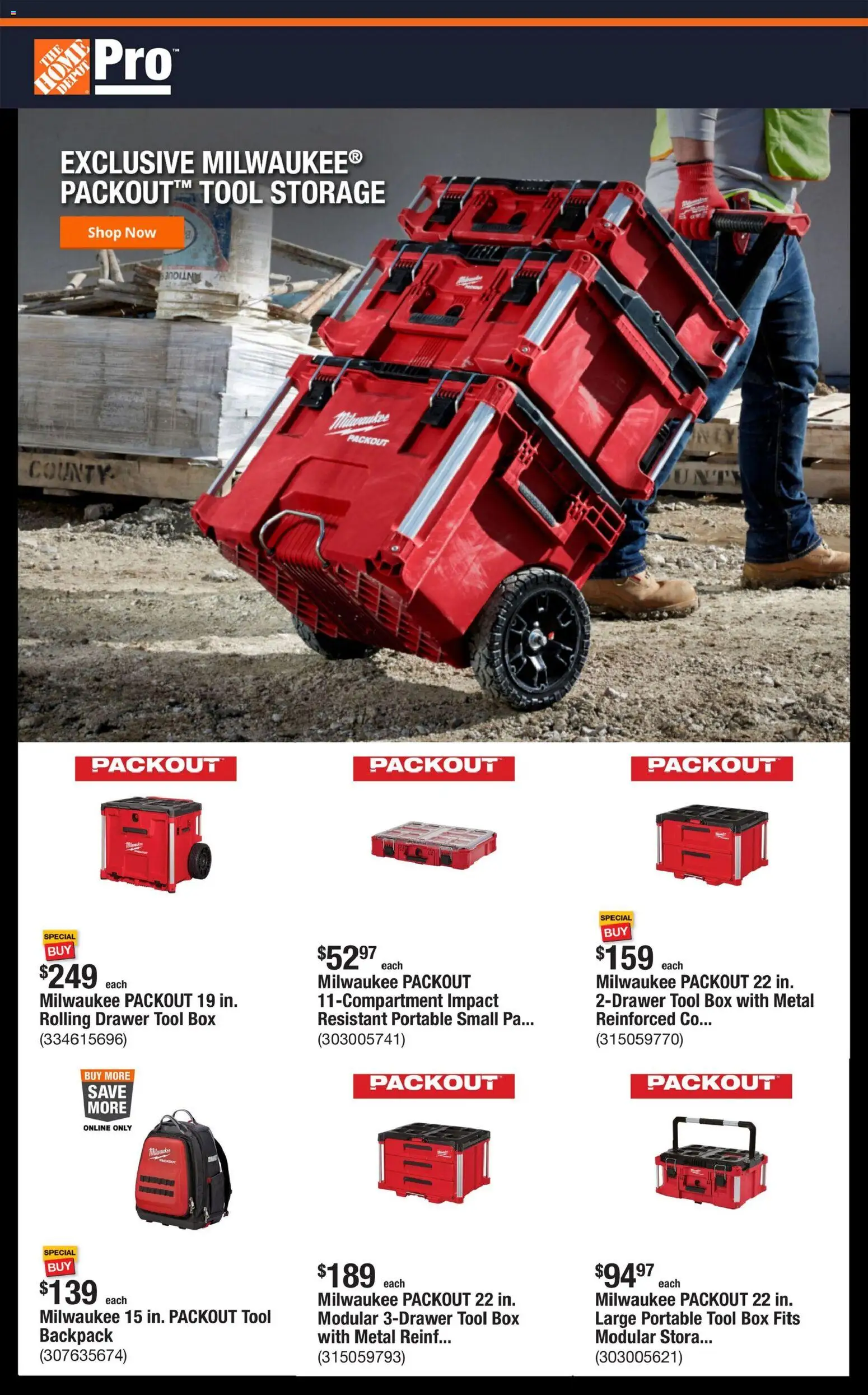 Home Depot Shop Pro Ad - OH - valid from 13.04.2026 | Page: 1 | Products: Box, Backpack