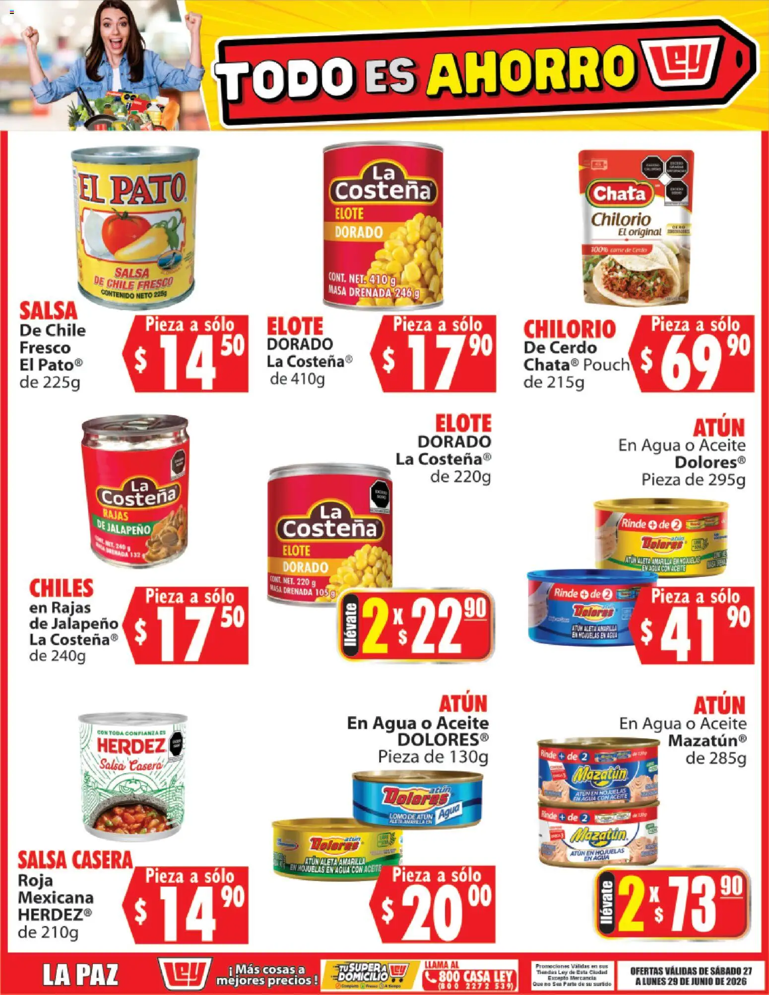 Nuevas ofertas de Casa Ley válidas en toda la República Mexicana desde el 27/06/2026. ¡Encuentra las mejores ofertas en Casa Ley folleto Todo es ahorro! | Página: 5 | Productos: Atún, Aceite, Cerdo, Hojuelas