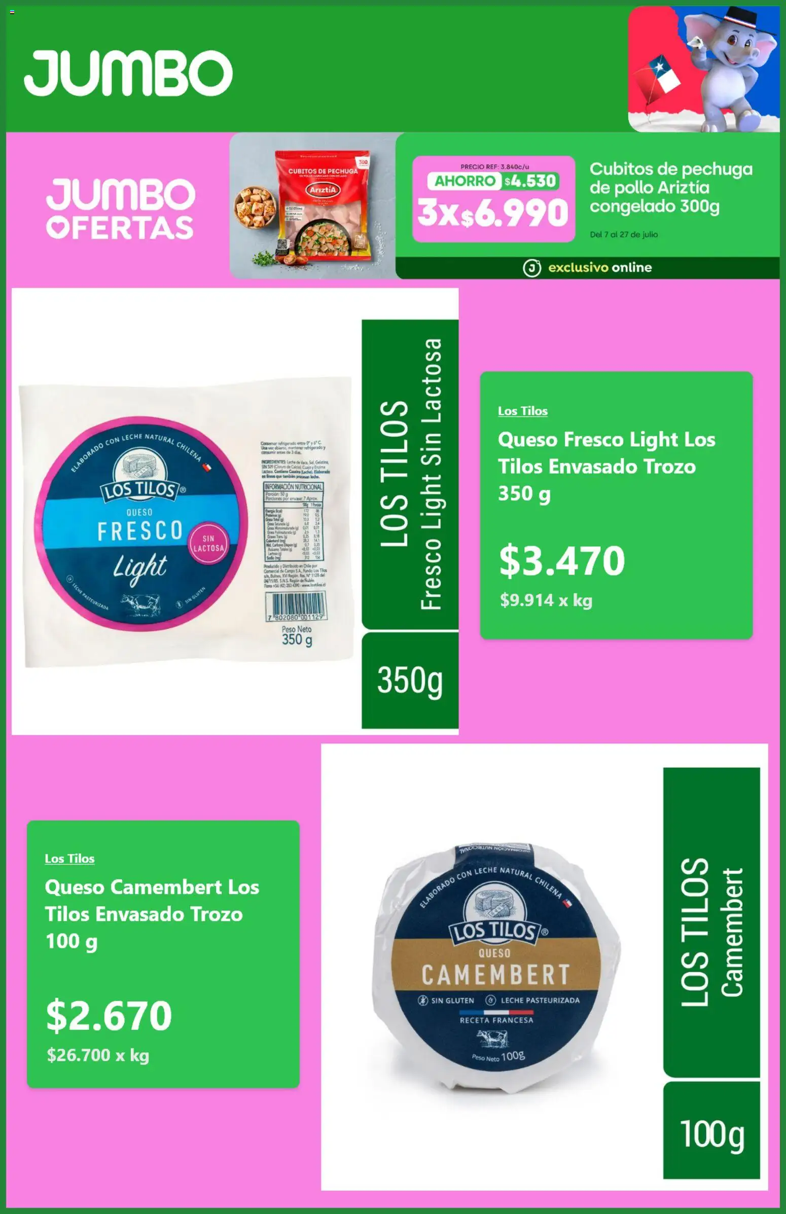 Jumbo Ofertas │ válido desde el 20.07.2026 | Página: 4 | Productos: Peso, Leche, Queso, Pollo