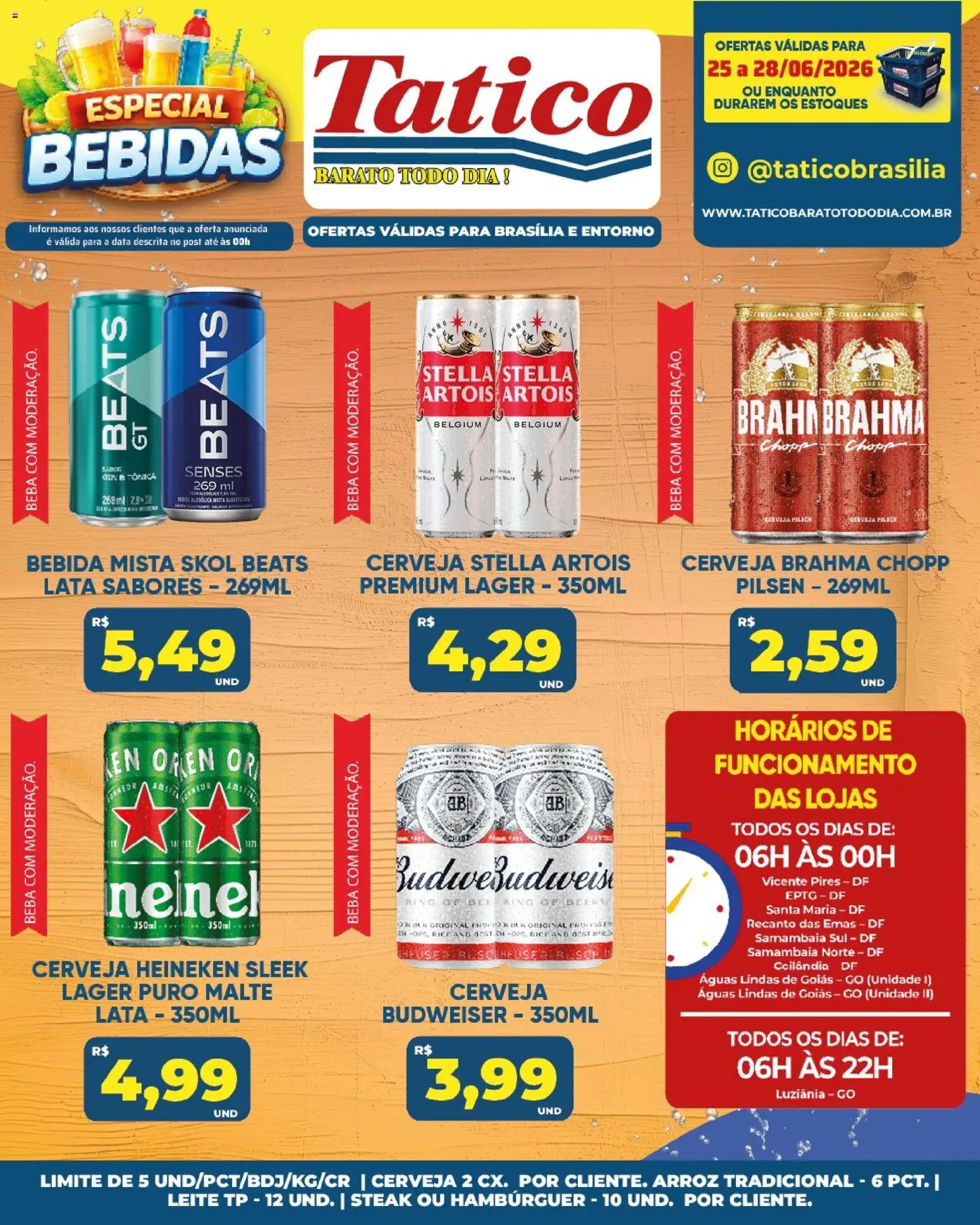 Tatico Folheto - válido de 26/06/2026 | Página: 43 | Produtos: Leite, Cerveja, Hambúrguer, Bebida