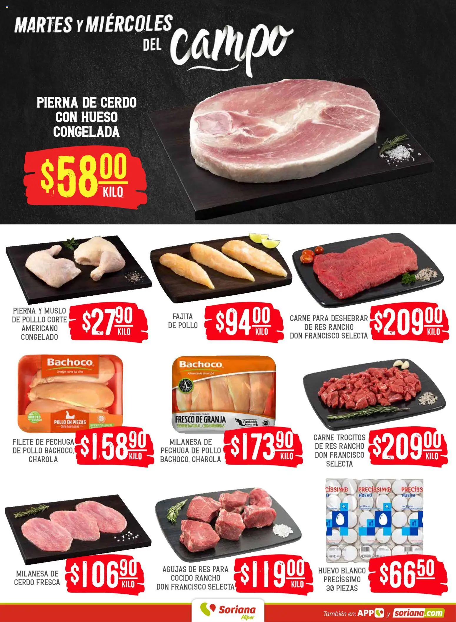 Nuevas ofertas de Soriana válidas en toda la República Mexicana desde el 19.05.2026. ¡Encuentra las mejores ofertas en Soriana Martes y Miércoles del Campo Híper: BCS, Son y Sin! | Página: 4 | Productos: Pollo, Milanesa, Huevo, Res