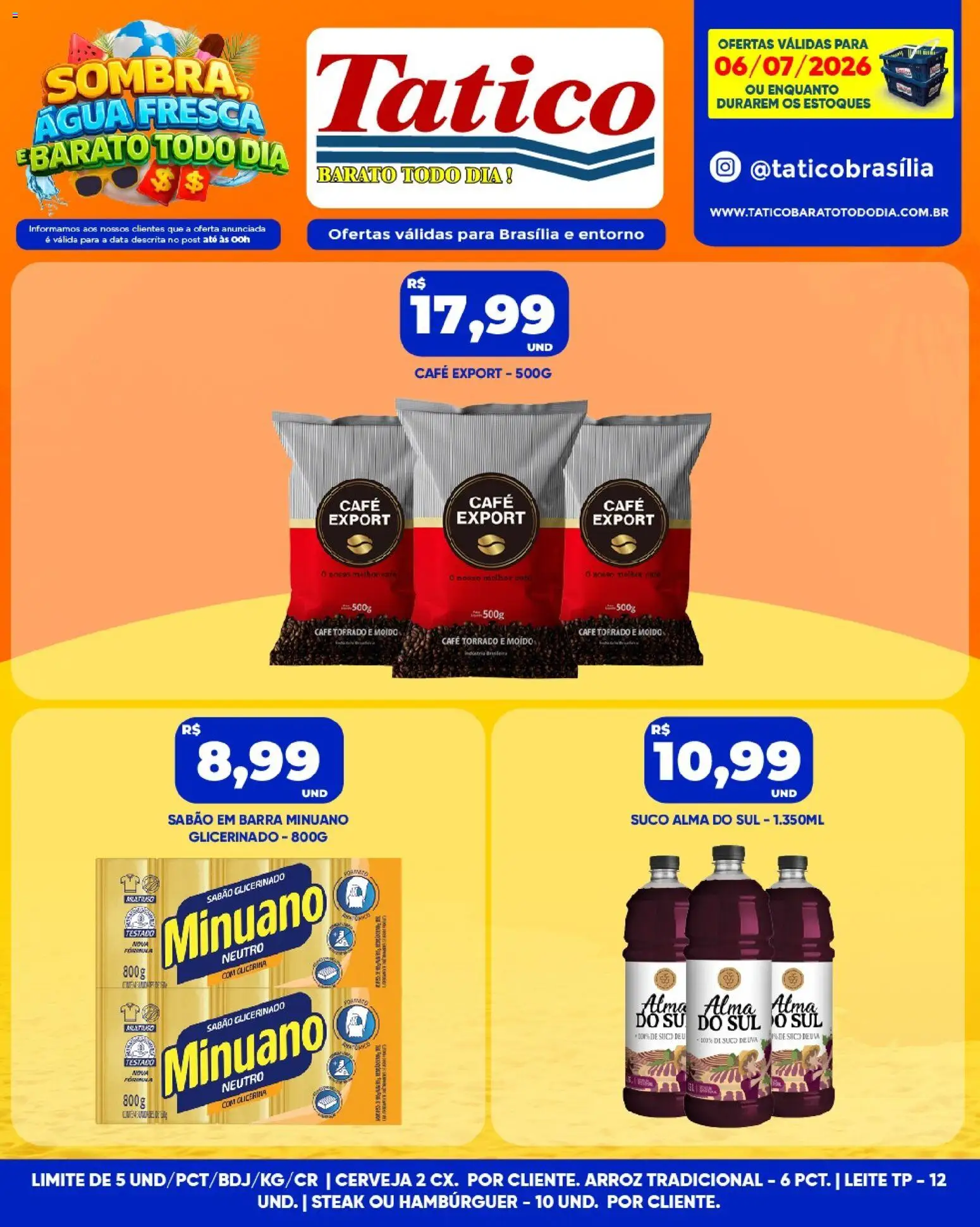Tatico Folheto - válido de 06/07/2026 | Página: 8 | Produtos: Café, Suco, Arroz, Hambúrguer