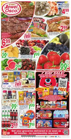 Preview of Jewel Osco weekly ads valid from 07/15/2026 | Page: 1 | Products: Peaches, Pizza, Pork, Blueberries