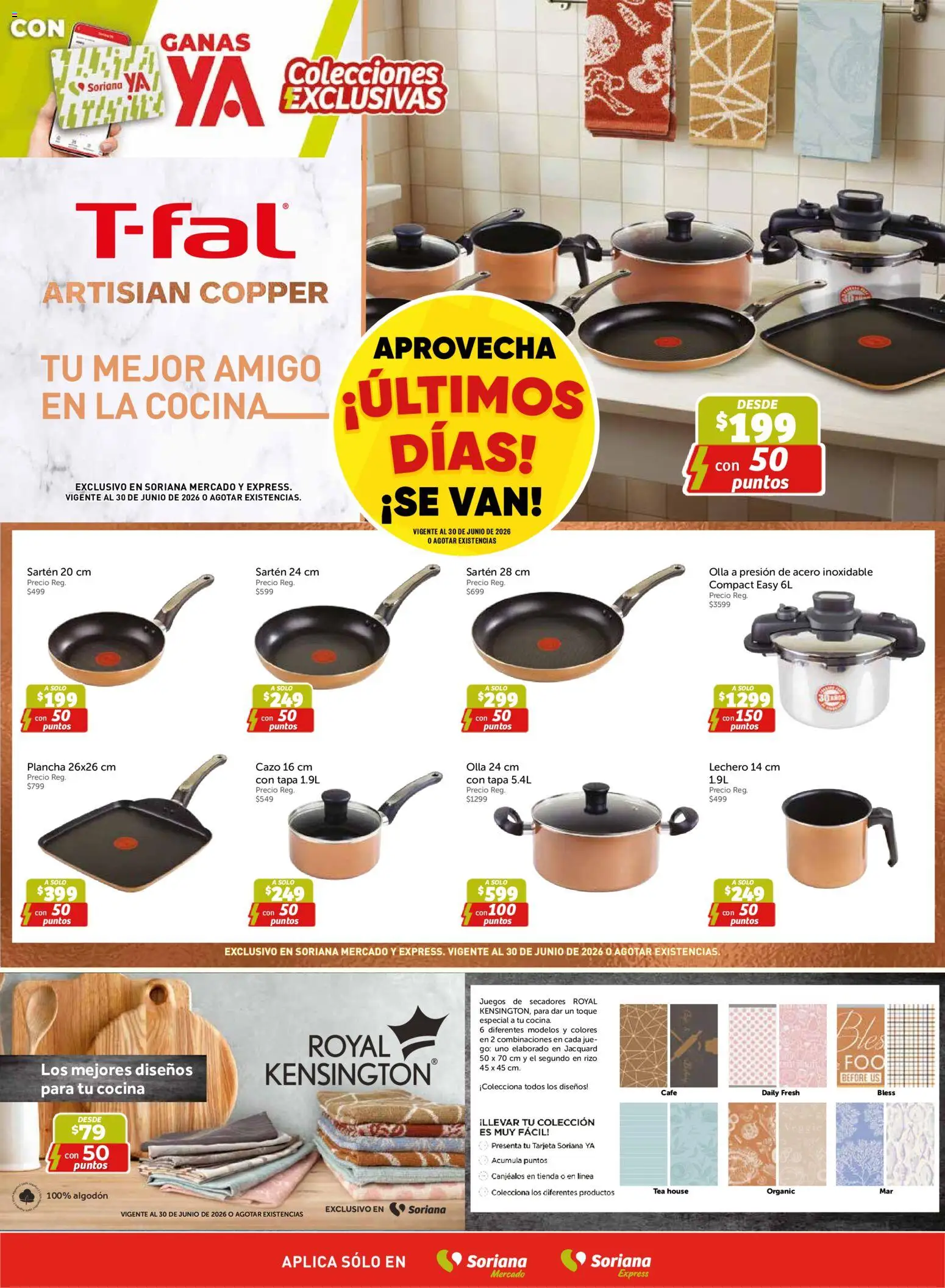 Nuevas ofertas de Soriana válidas en toda la República Mexicana desde el 26/06/2026. ¡Encuentra las mejores ofertas en Soriana Fin de Semana Mercado: Ags, Nay, Jal, Qro, Col, Mich, Gto, Hgo, Tlax, Mor, Pue, Gro, Oax, Edo. de Mex, CDMX, Zac y SLP! | Página: 4 | Productos: Café, Algodón, Sartén, Olla