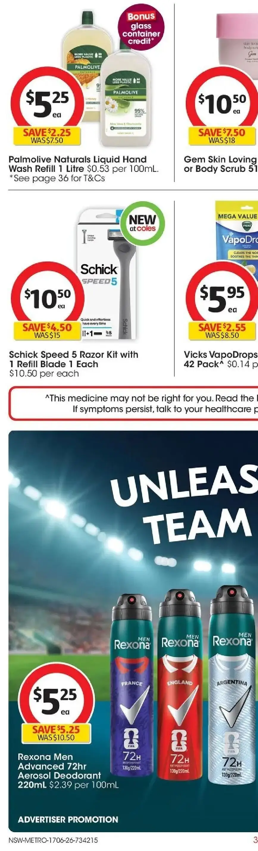 Coles catalogue - valid from 17.06.2026 | Page: 74 | Products: Gem, Deodorant, Razor, Body scrub