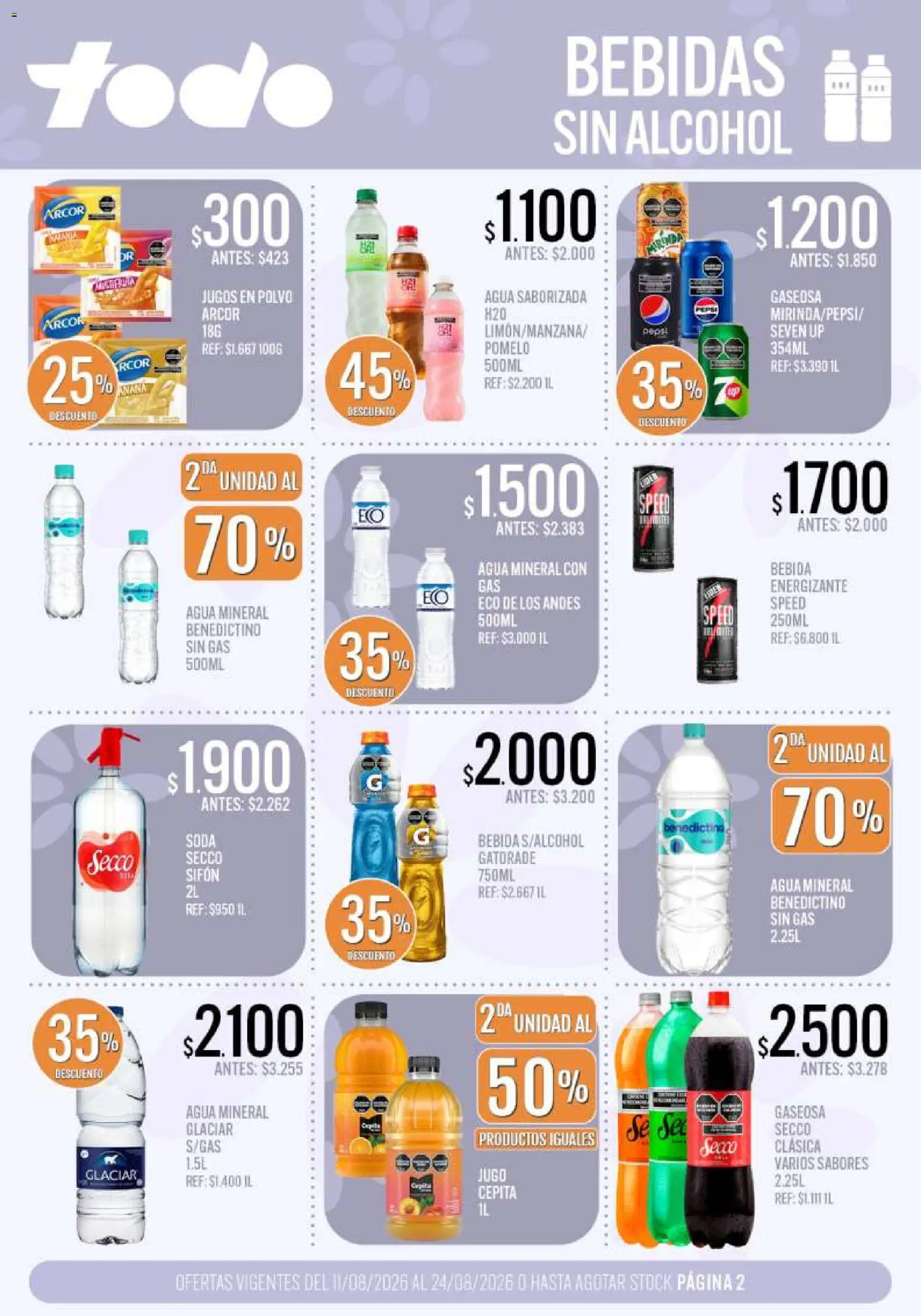 Supermercados TODO - Ofertas │ válido desde el 11/08/2026 | Página: 2 | Productos: Polvo, Gaseosa, Agua mineral, Pomelo