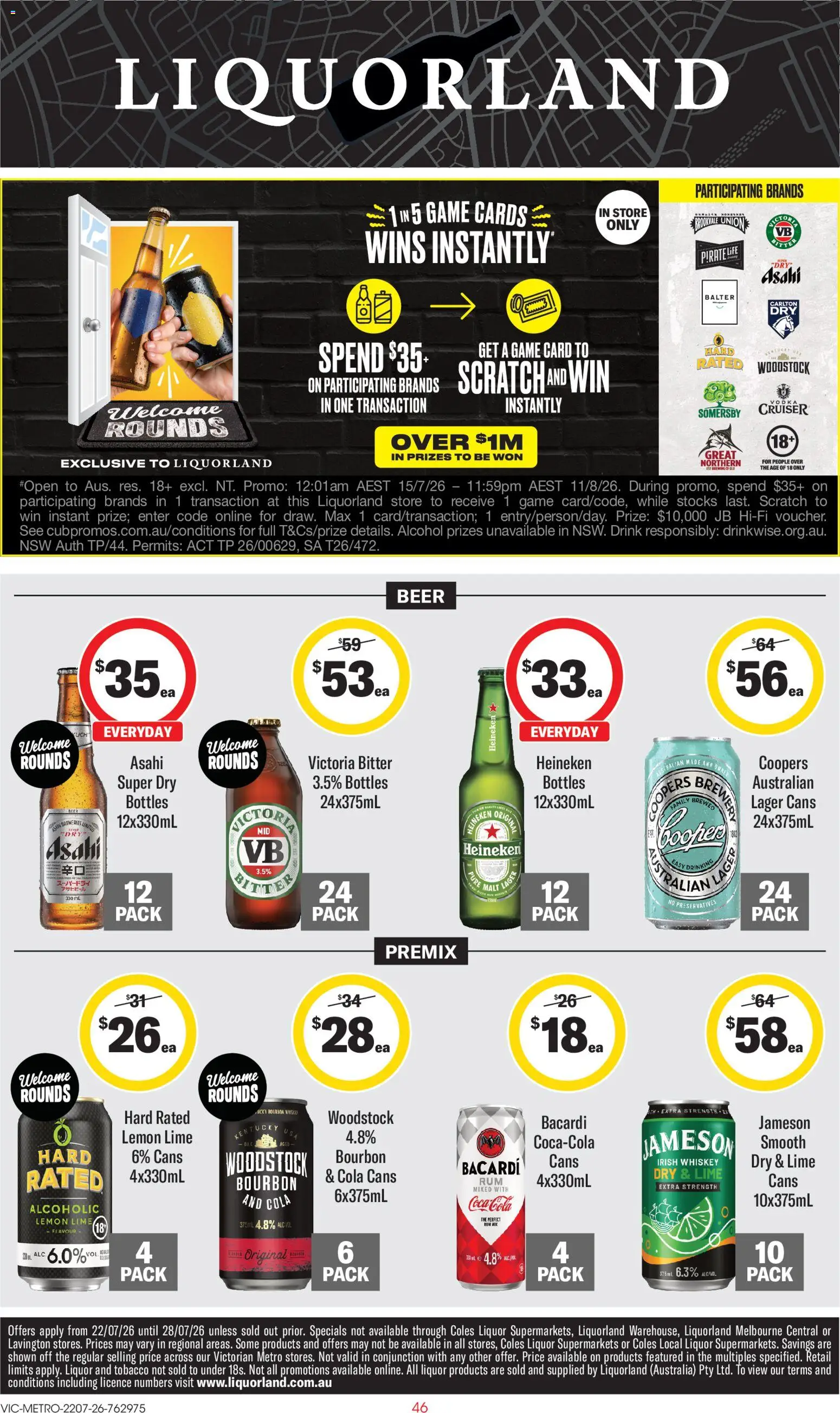 Liquorland catalogue - valid from 22/07/2026 | Page: 1 | Products: Bourbon, Whiskey, Lemon, Game