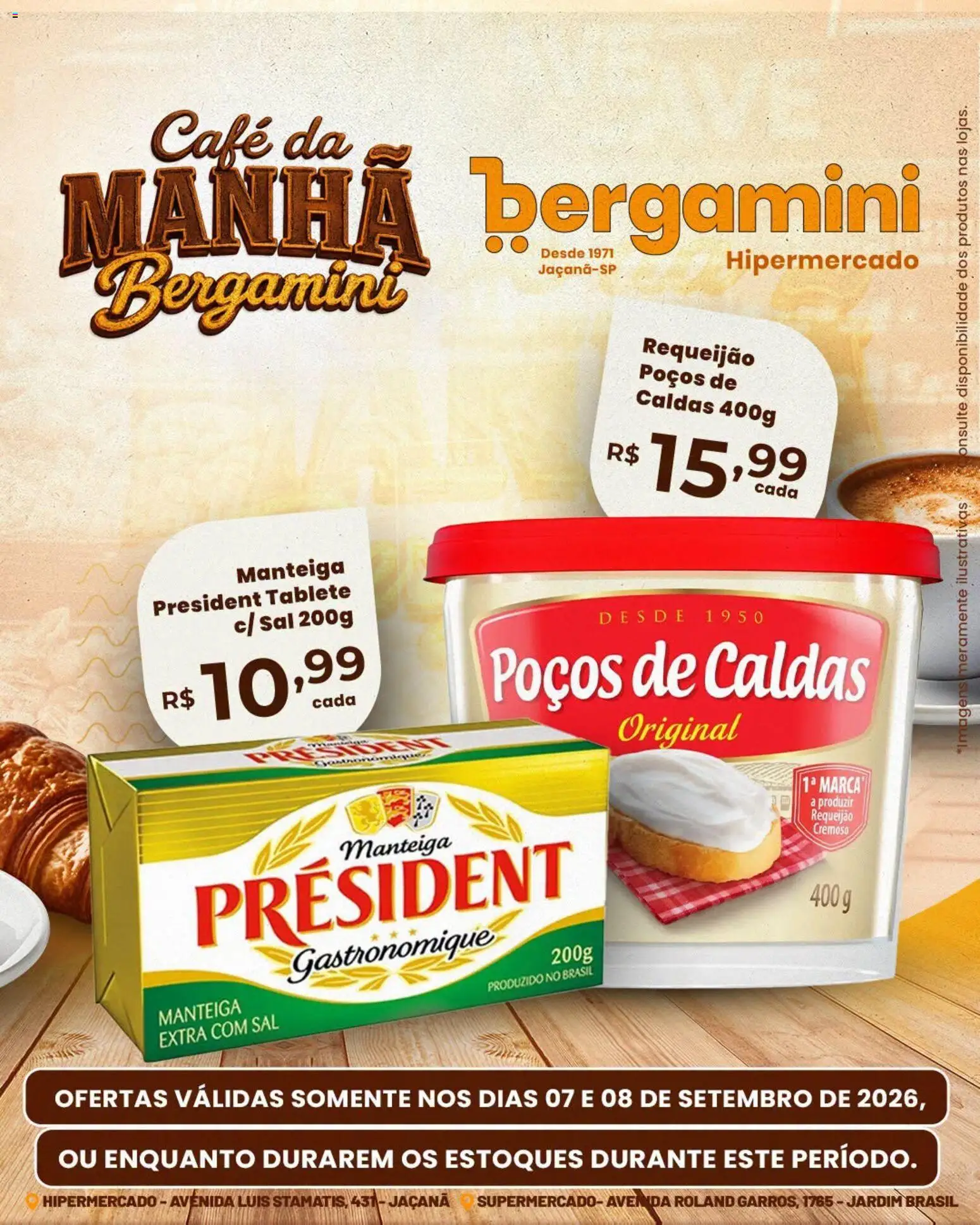 Supermercado Bergamini Folheto - válido de 07/09/2026 | Página: 8 | Produtos: Manteiga, Café, Sal, Requeijão