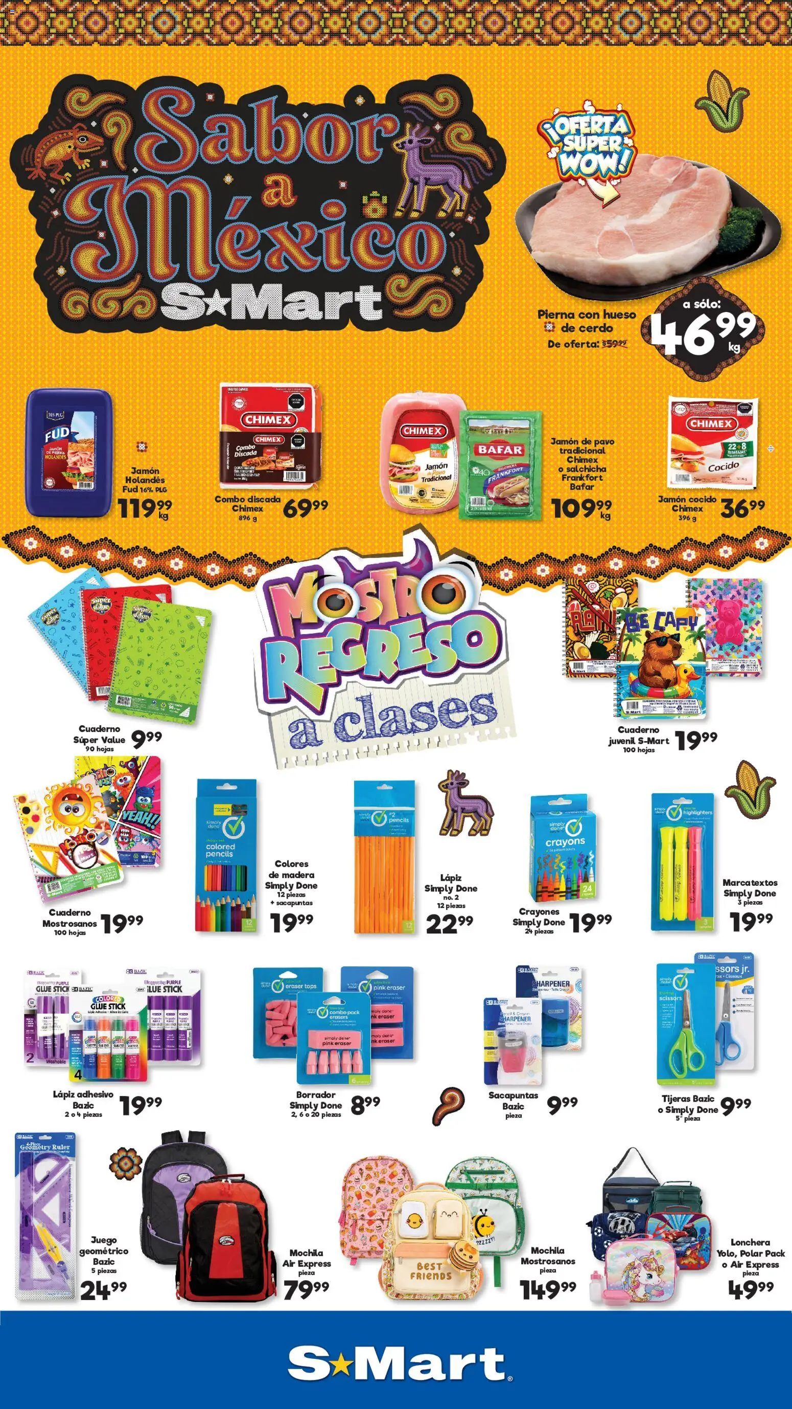 Nuevas ofertas de S-Mart válidas en toda la República Mexicana desde el 08/09/2026. ¡Encuentra las mejores ofertas en S-Mart folleto Ofertas de feria Juárez! | Página: 1 | Productos: Jamón cocido, Sacapuntas, Jamón, Top