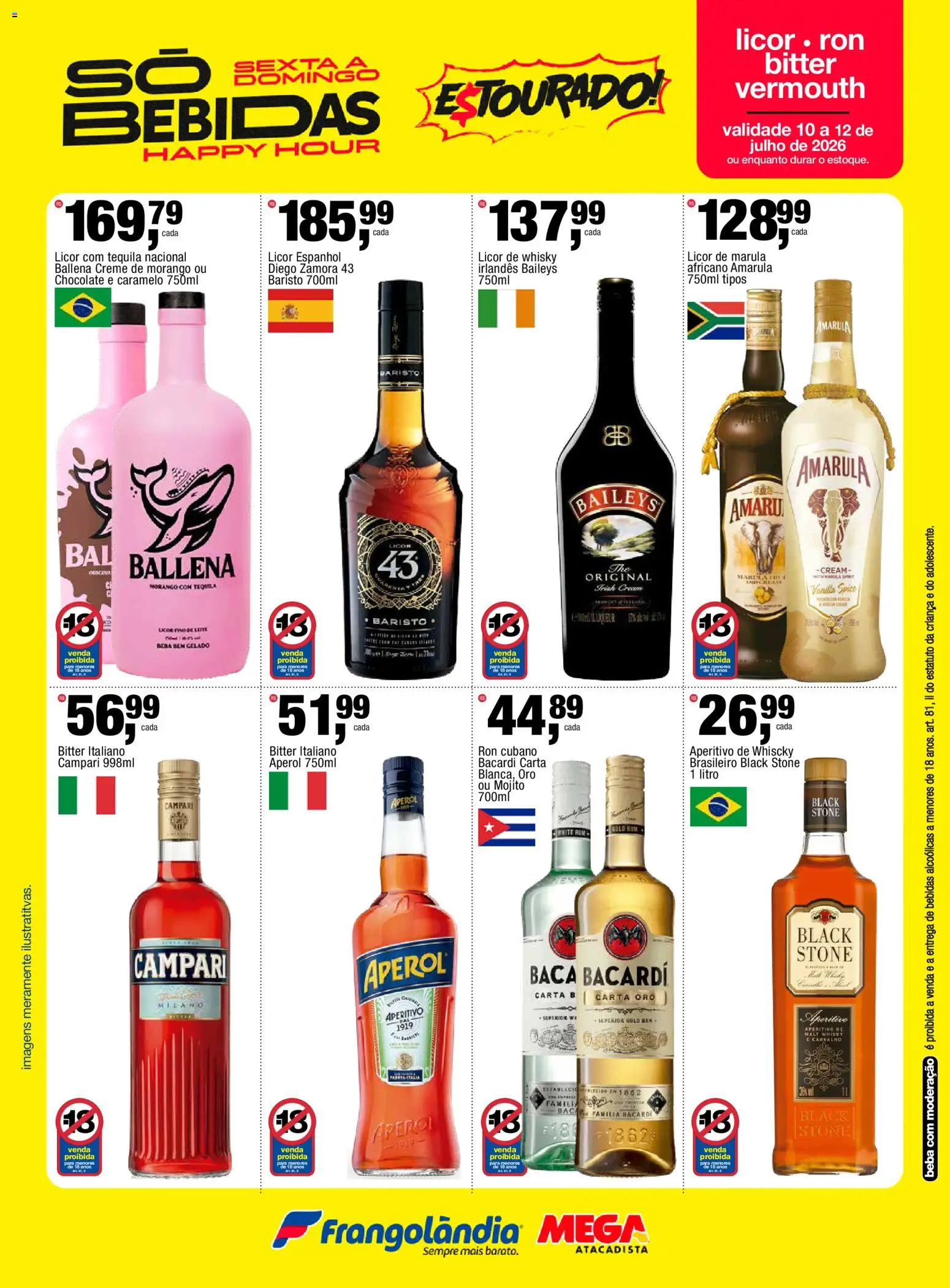 Frangolândia Folheto - válido de 09/07/2026 | Página: 6 | Produtos: Whisky, Tequila, Creme, Campari