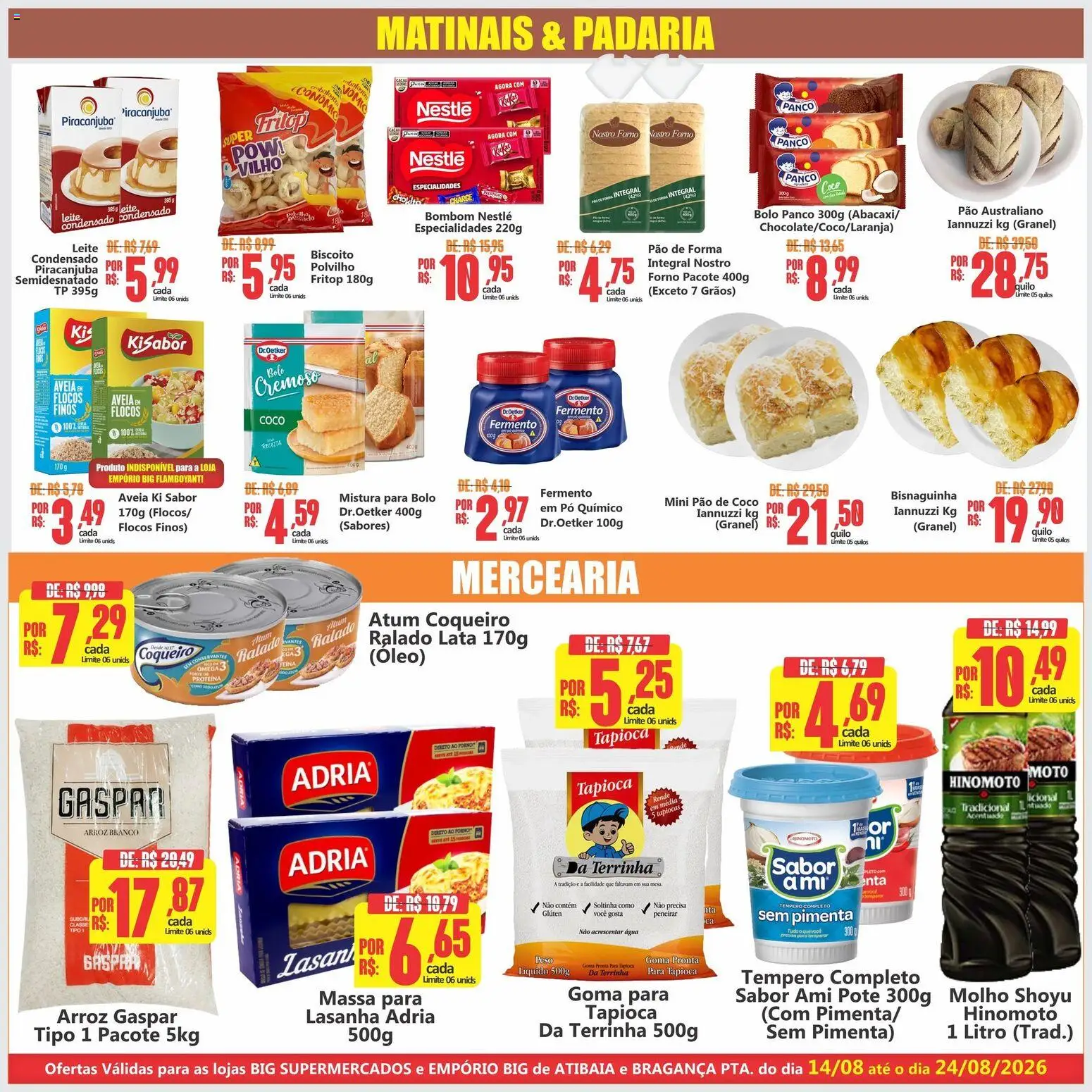 Big Supermercados Folheto - válido de 14/08/2026 | Página: 5 | Produtos: Óleo, Pão, Pão de forma, Flocos
