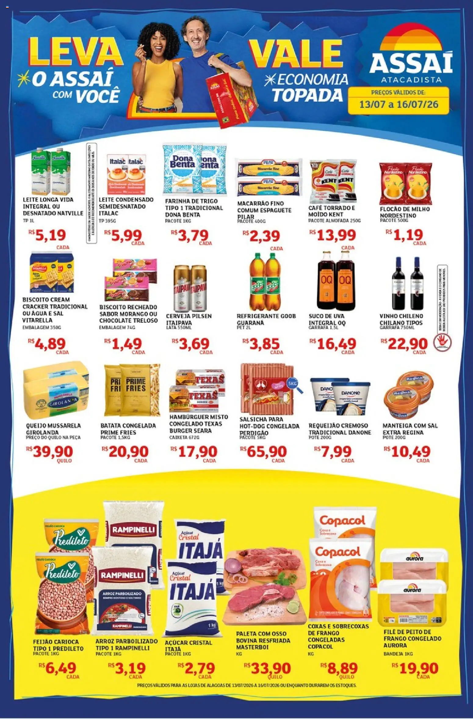 Assaí Atacadista Folheto - válido de 13/07/2026 | Página: 1 | Produtos: Almofada, Café, Cerveja, Sal