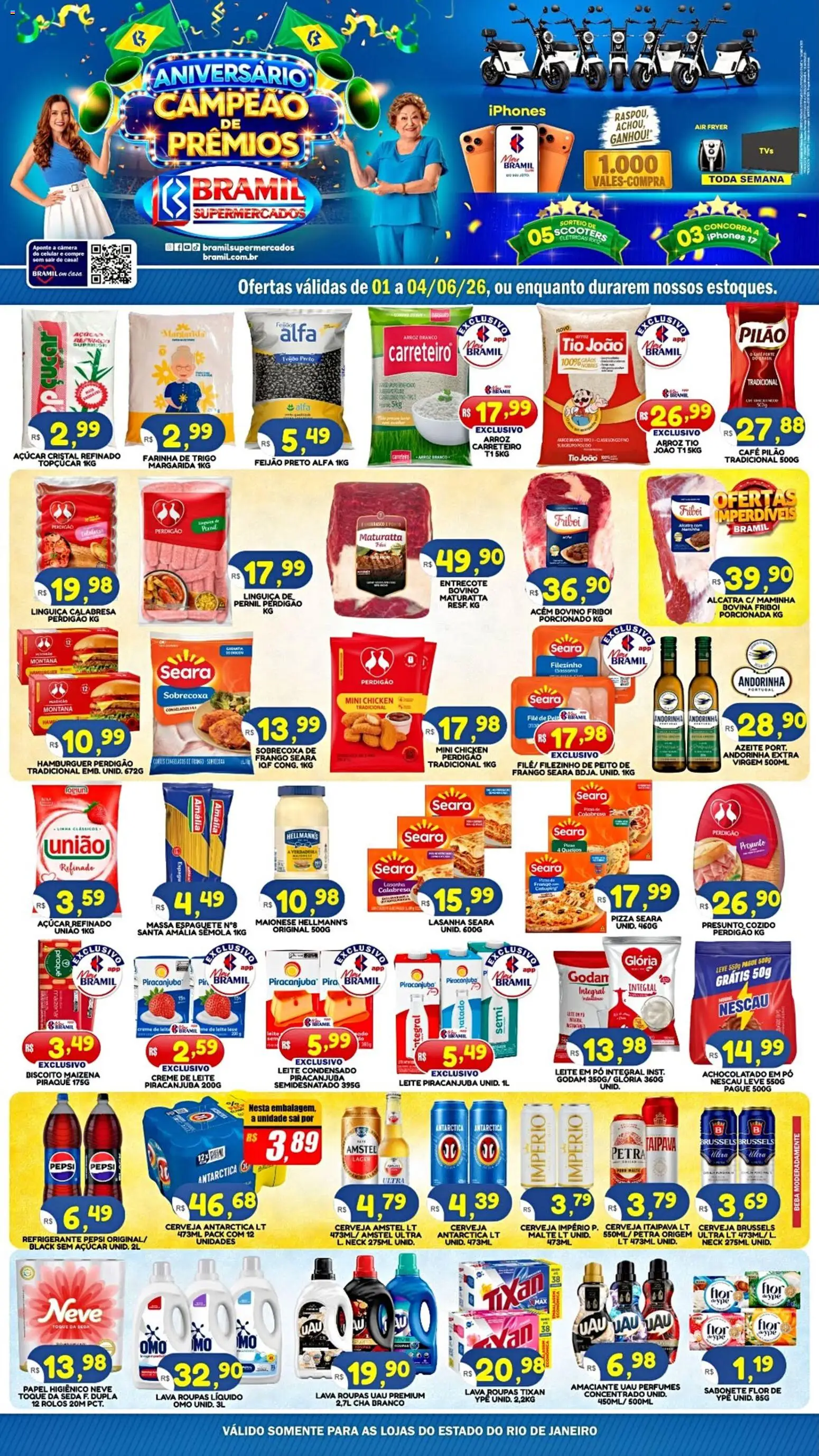 Bramil Supermercados Folheto - válido de 01.06.2026 | Página: 1 | Produtos: Air fryer, Alcatra, Arroz, Chá