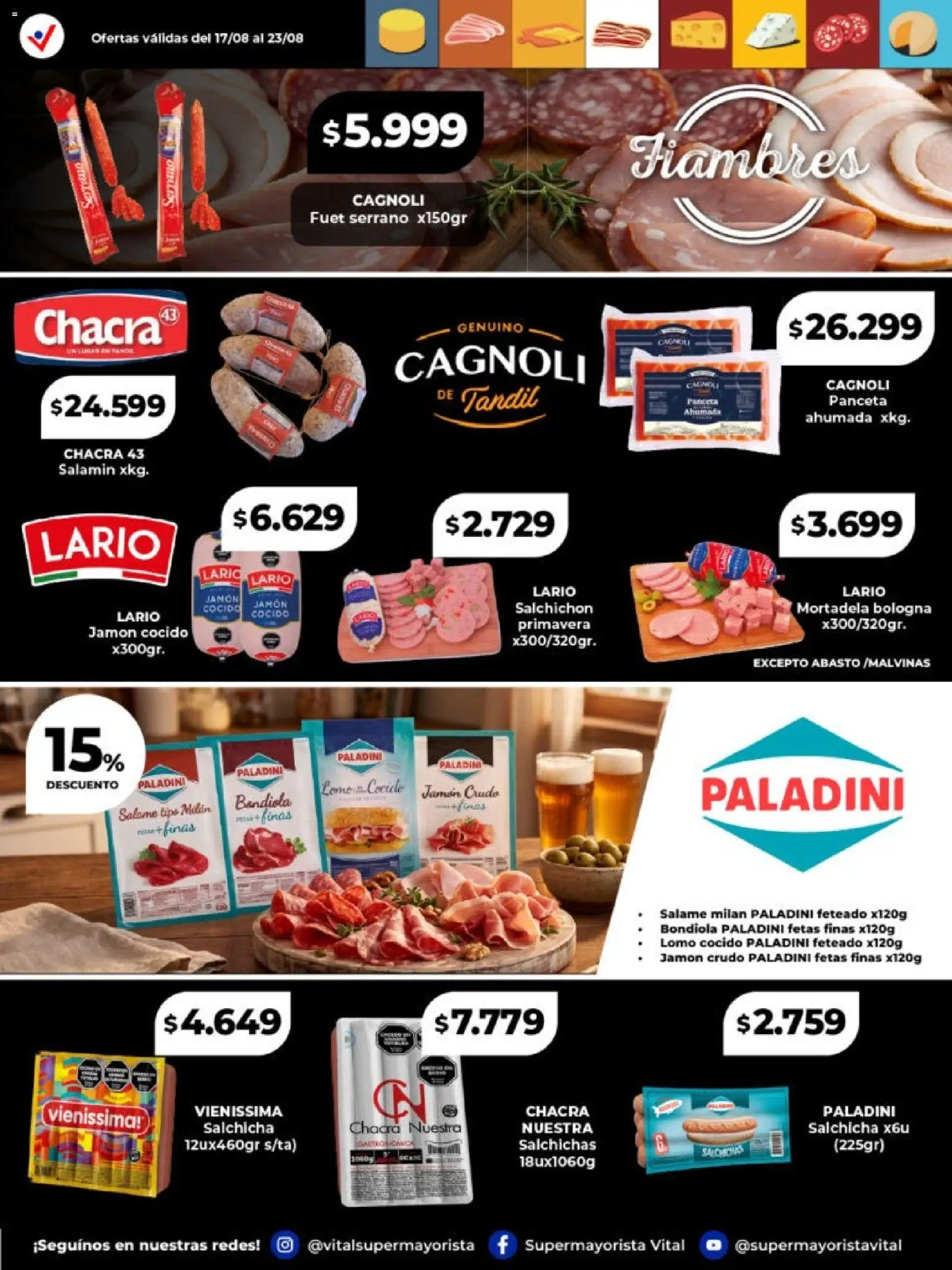 Vital - Especial de frescos │ válido desde el 17/08/2026 | Página: 8 | Productos: Panceta, Salchicha, Salame, Salchichas