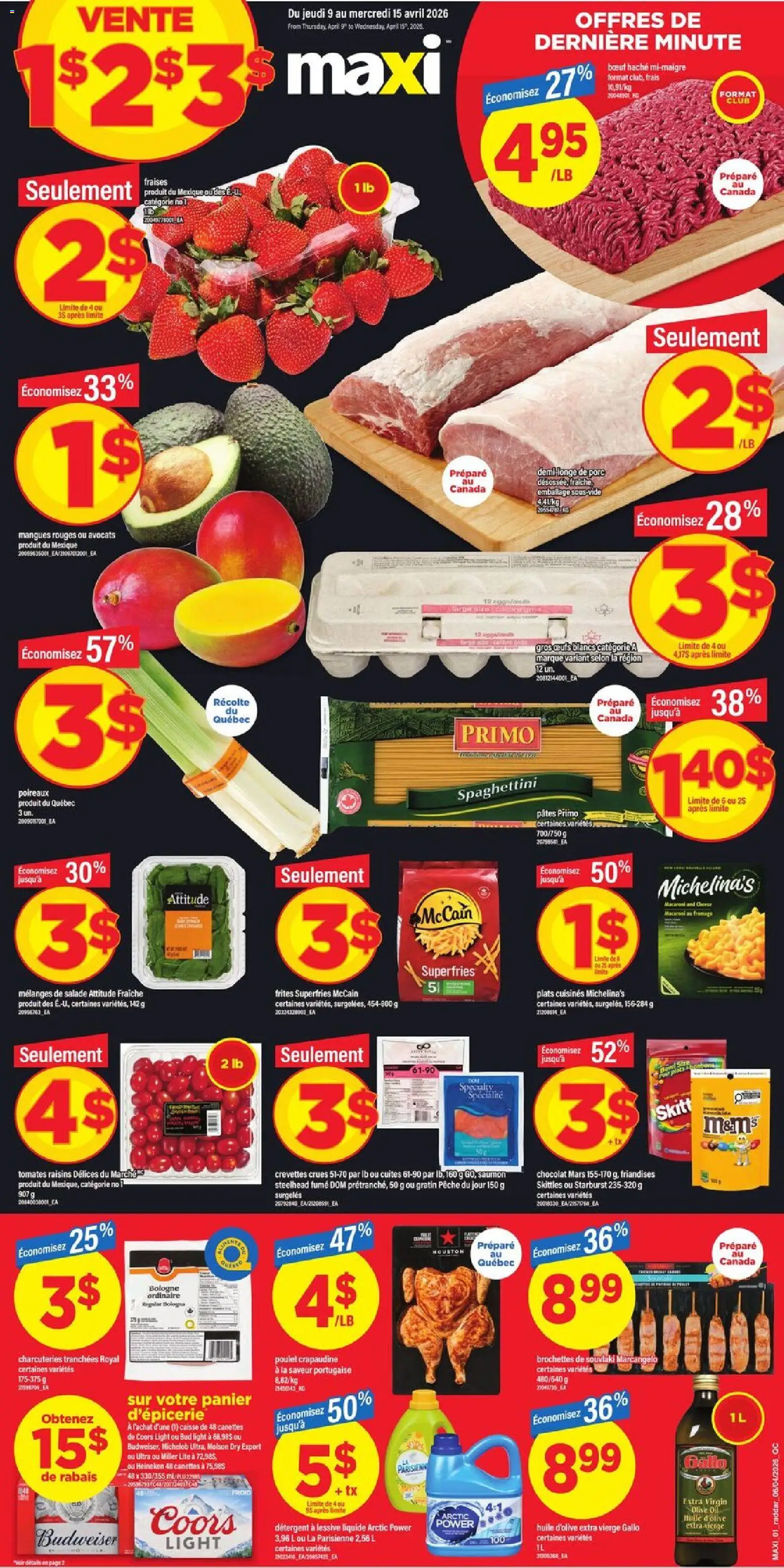 Maxi flyer valid from 09.04.2026 | Page: 1 | Products: Detergent, Cheese, Oil