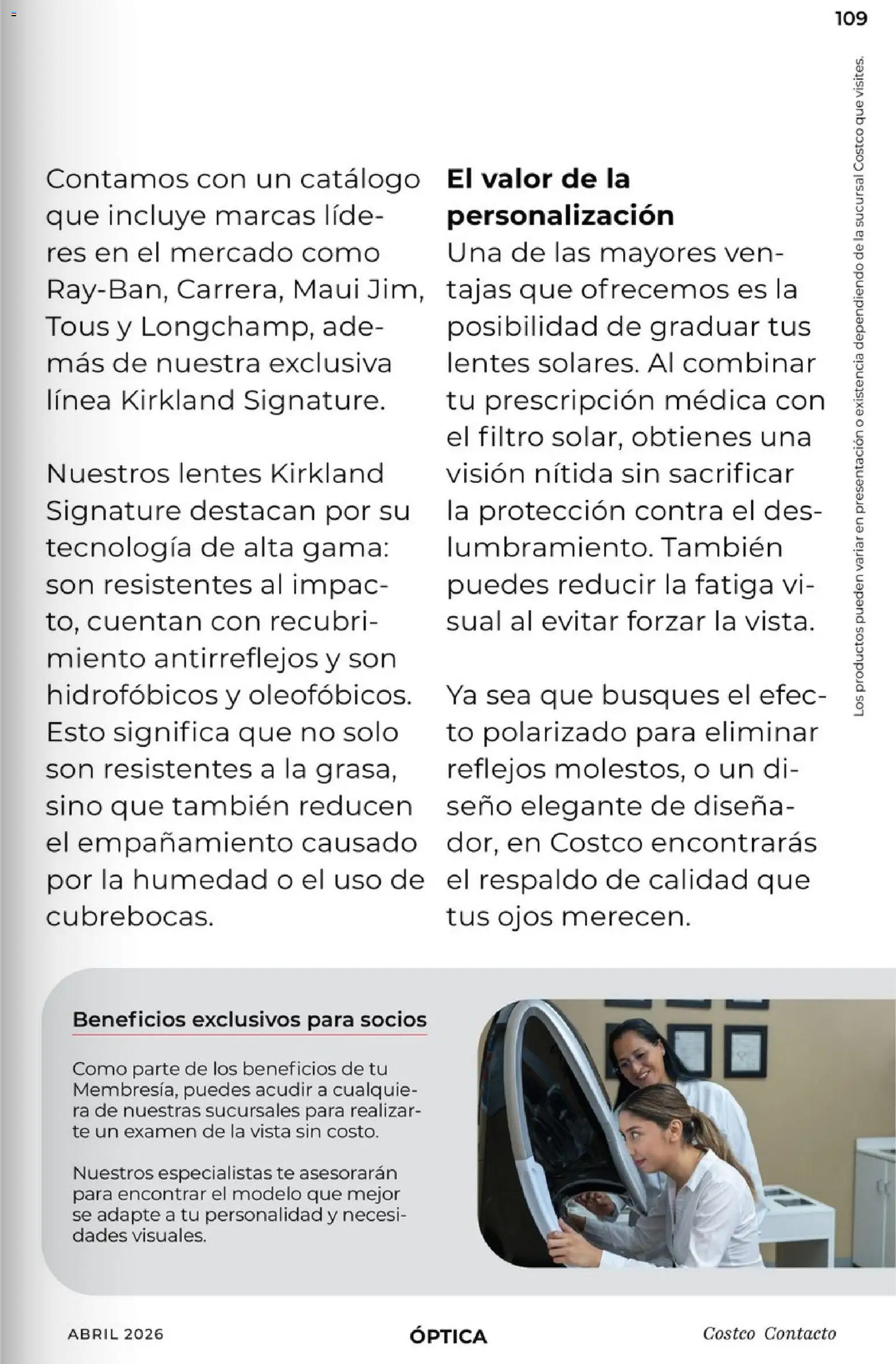 Nuevas ofertas de Costco válidas en toda la República Mexicana desde el 01.04.2026. ¡Encuentra las mejores ofertas en Costco Revista Abril 2026! | Página: 109 | Productos: Lentes, Res, Té