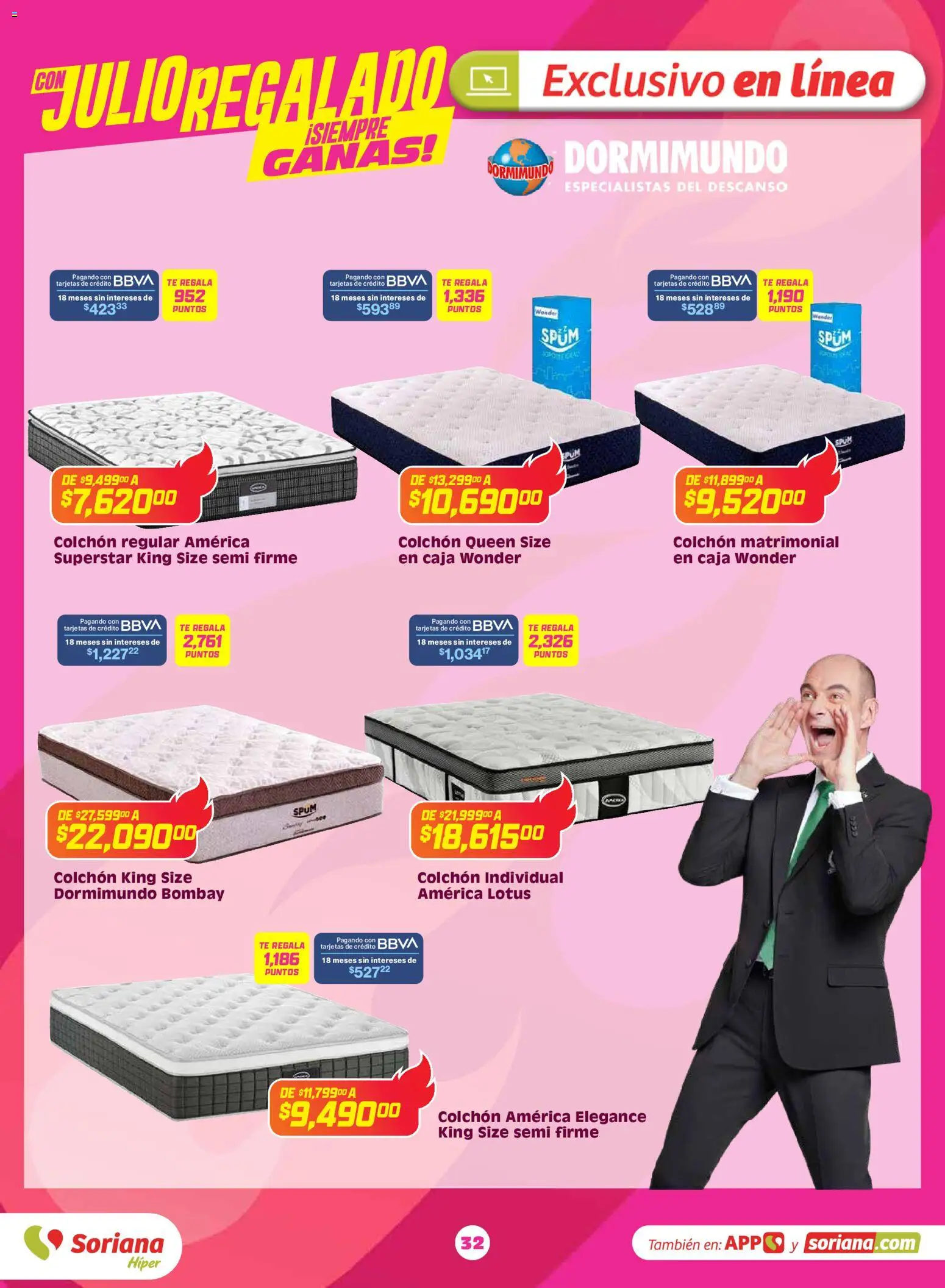 Nuevas ofertas de Soriana válidas en toda la República Mexicana desde el 03.06.2026. ¡Encuentra las mejores ofertas en Soriana Con Julio Regalado siempre ganas Híper Nacional! | Página: 31 | Productos: Colchón, Té, Caja