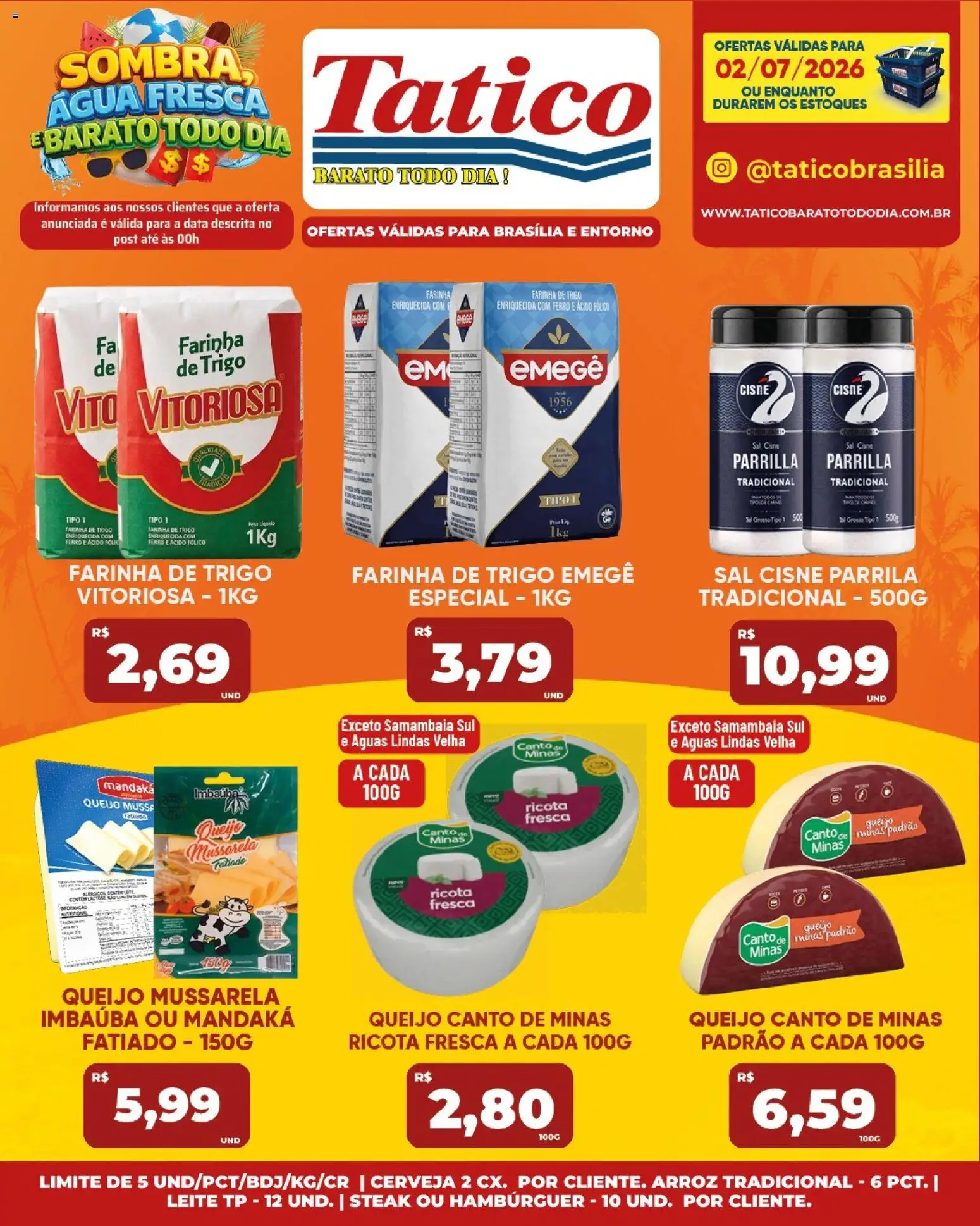 Tatico Folheto - válido de 02/07/2026 | Página: 16 | Produtos: Farinha de trigo, Cerveja, Ricota, Sal