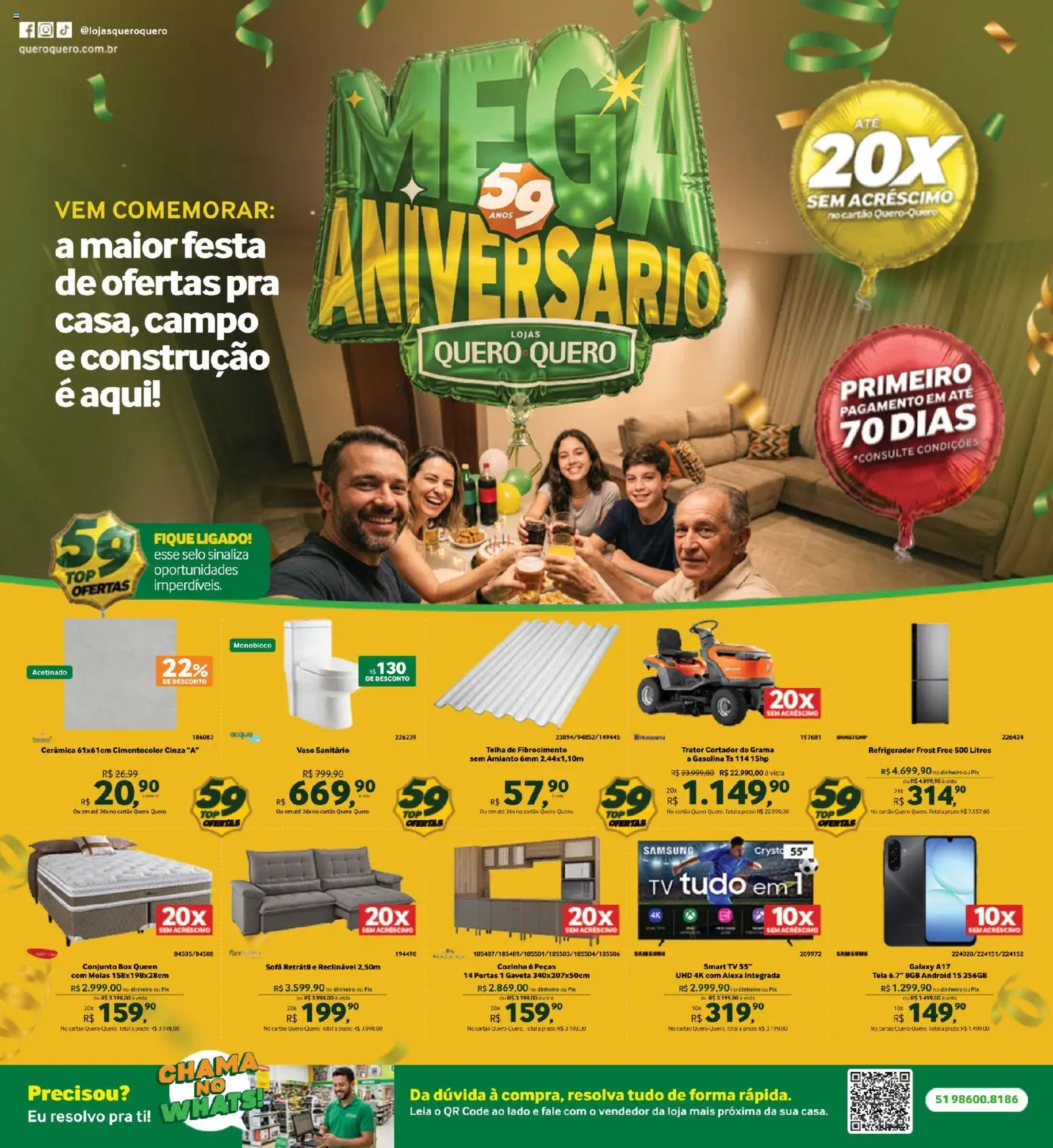 Lojas Quero-Quero Folheto - válido de 15/08/2026 | Página: 1 | Produtos: Sofá, Tela, Vaso, Tv