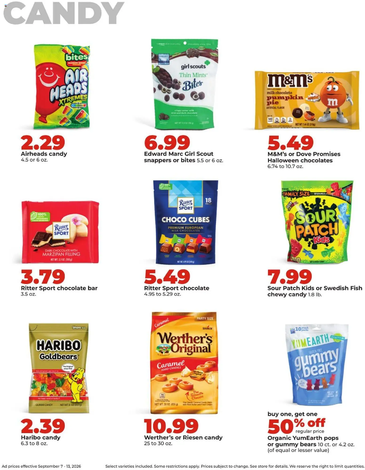 HyVee Weekly Ad - valid from 09/07/2026 | Page: 27 | Products: Chocolate bar, Candy, Chocolate, Candies