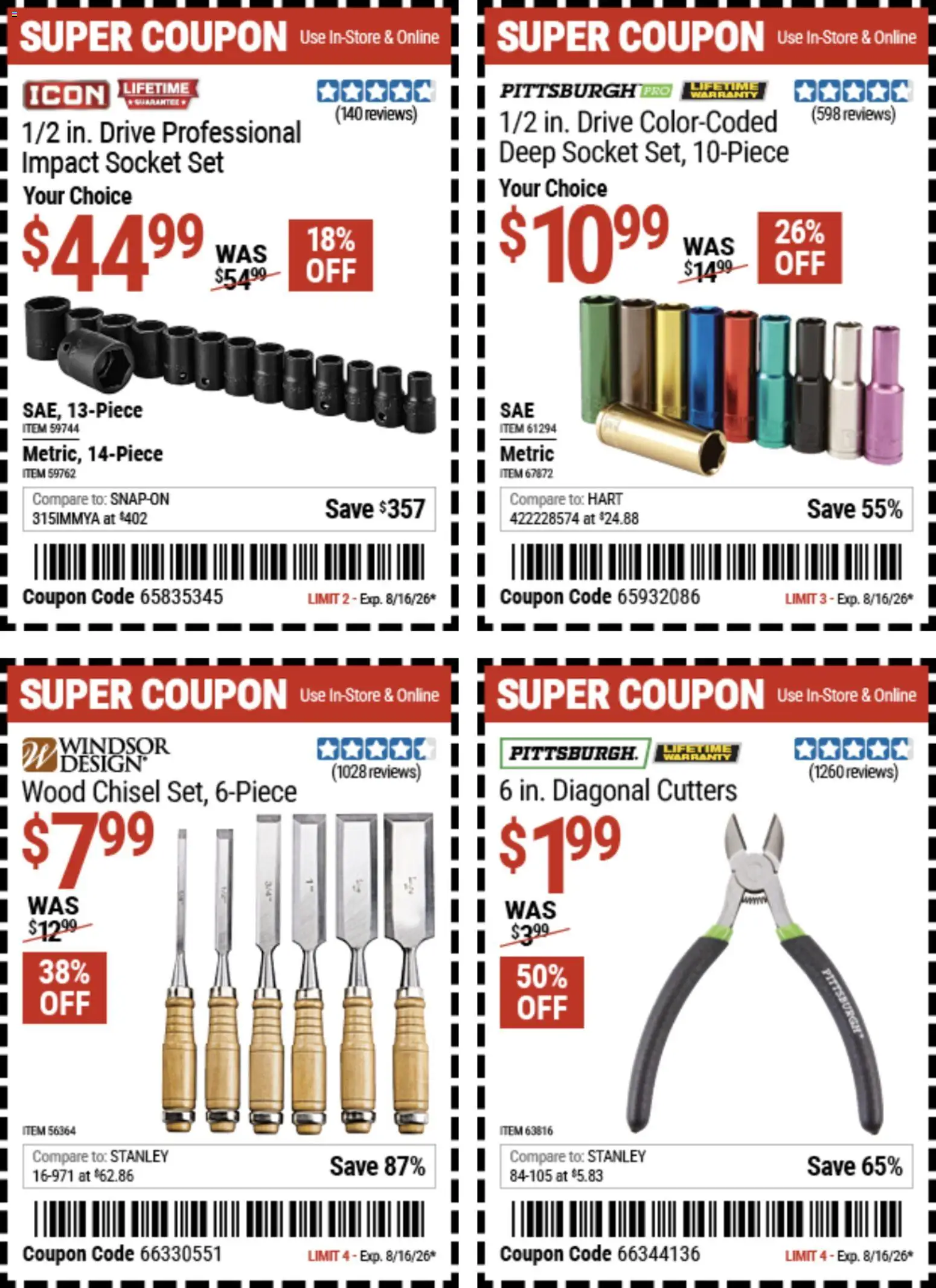 Harbor Freight Weekly Ad - valid from 08/03/2026 | Page: 13 | Products: Socket, Chisel